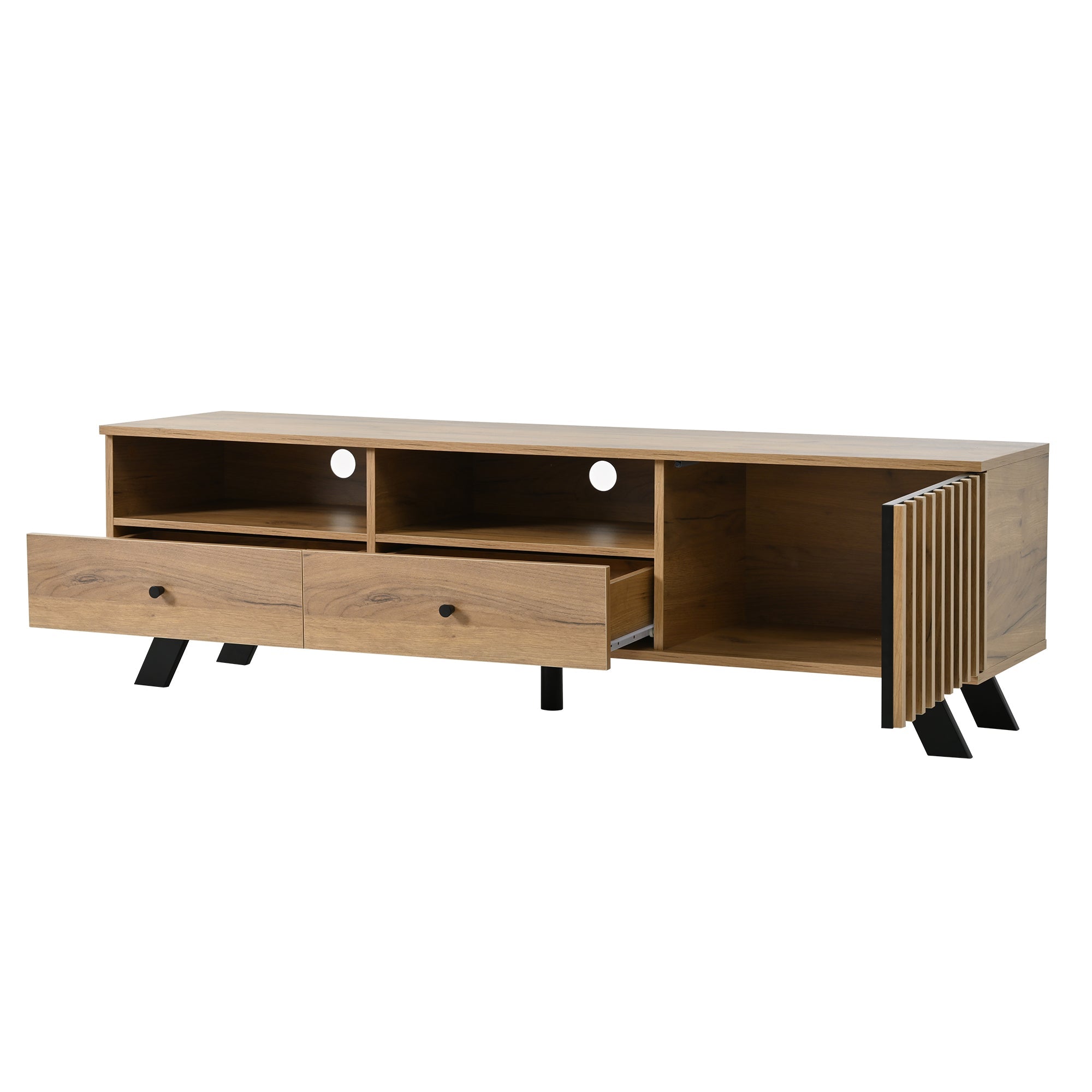 Logidon TV-meubel 150 x 38 x 44 cm natuurlijke houtlook 2 lades