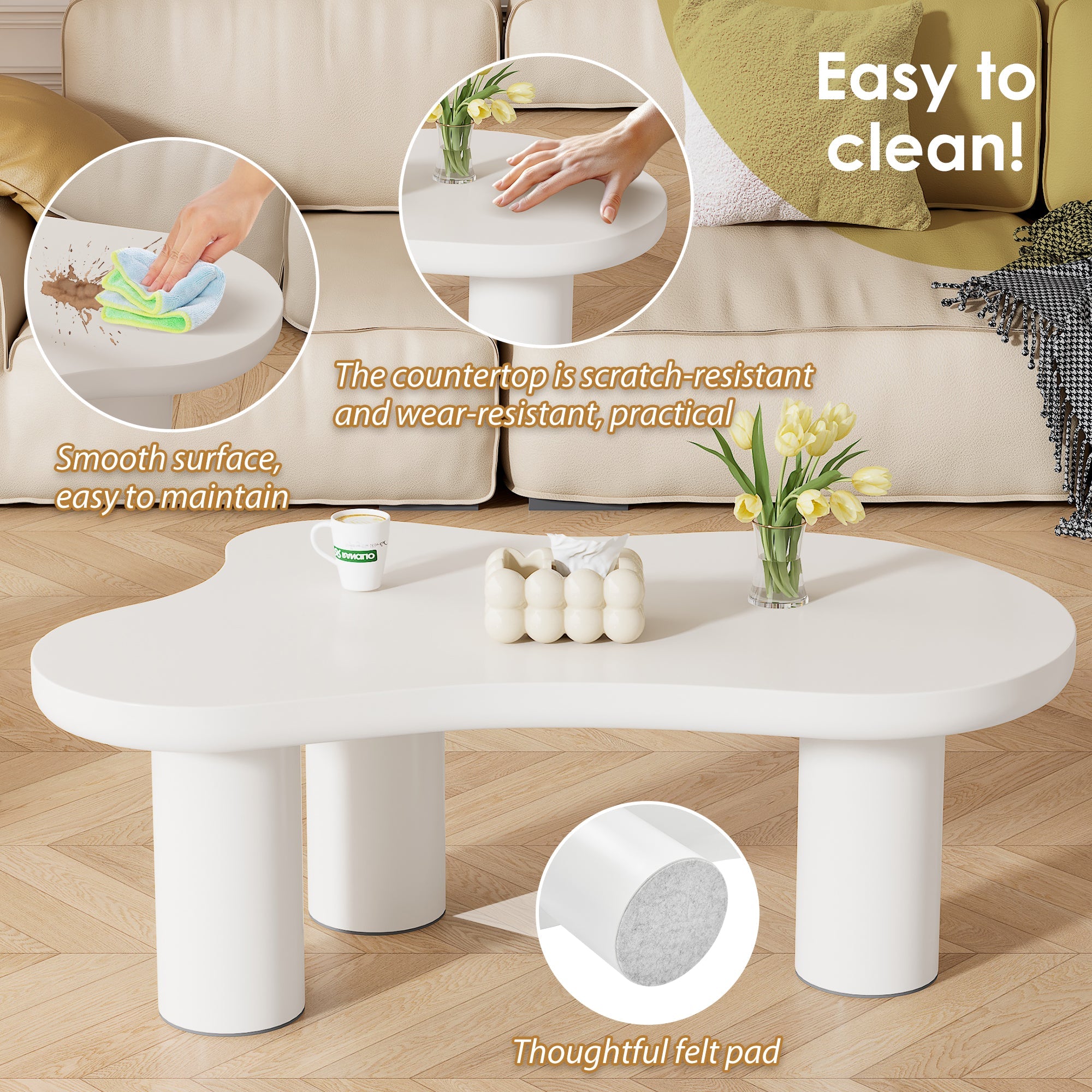 Logidon Wolkvorm salontafel wit MDF blad 107x66 cm