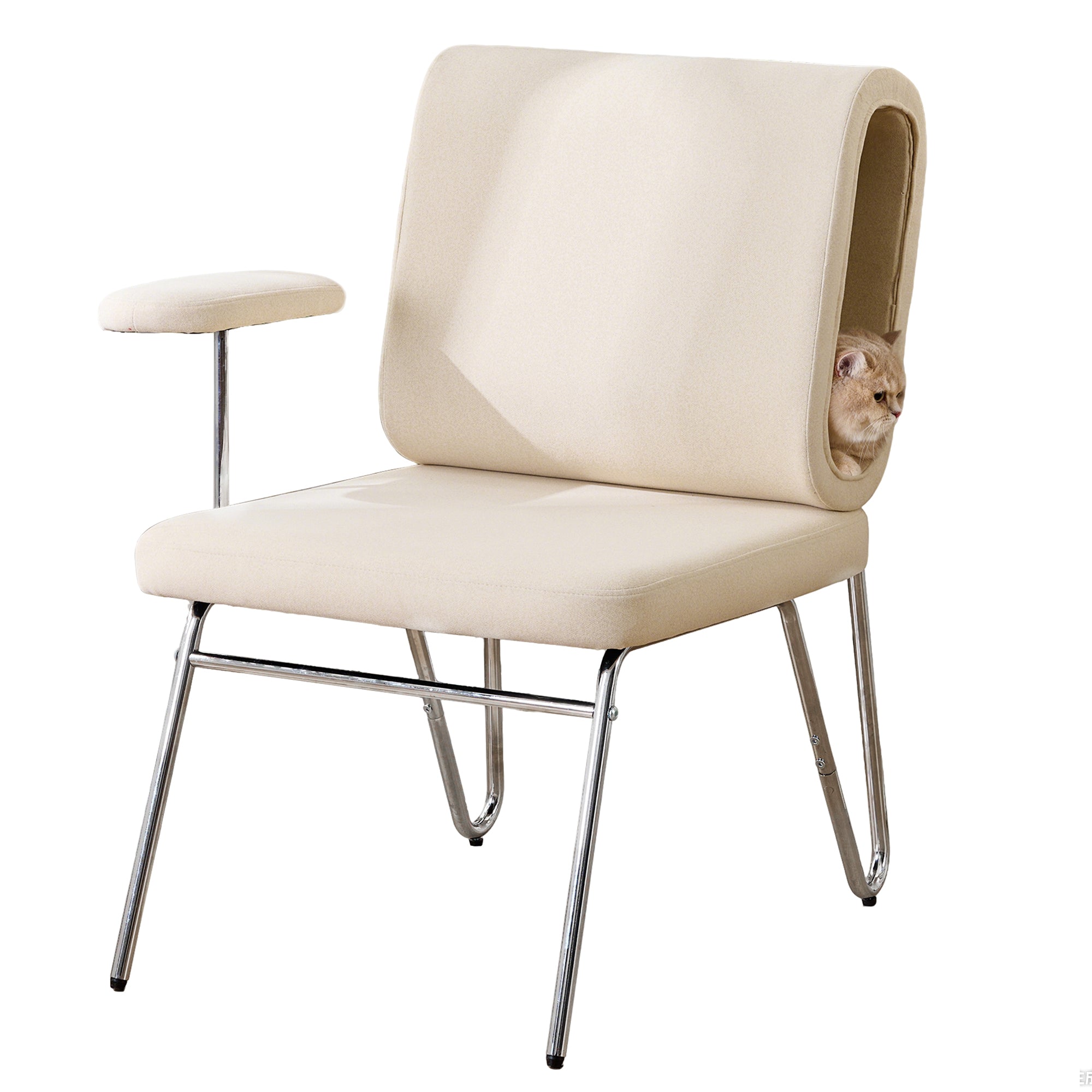 Logidon Bureaustoel Met Kattenmand Beige Brede Zitting