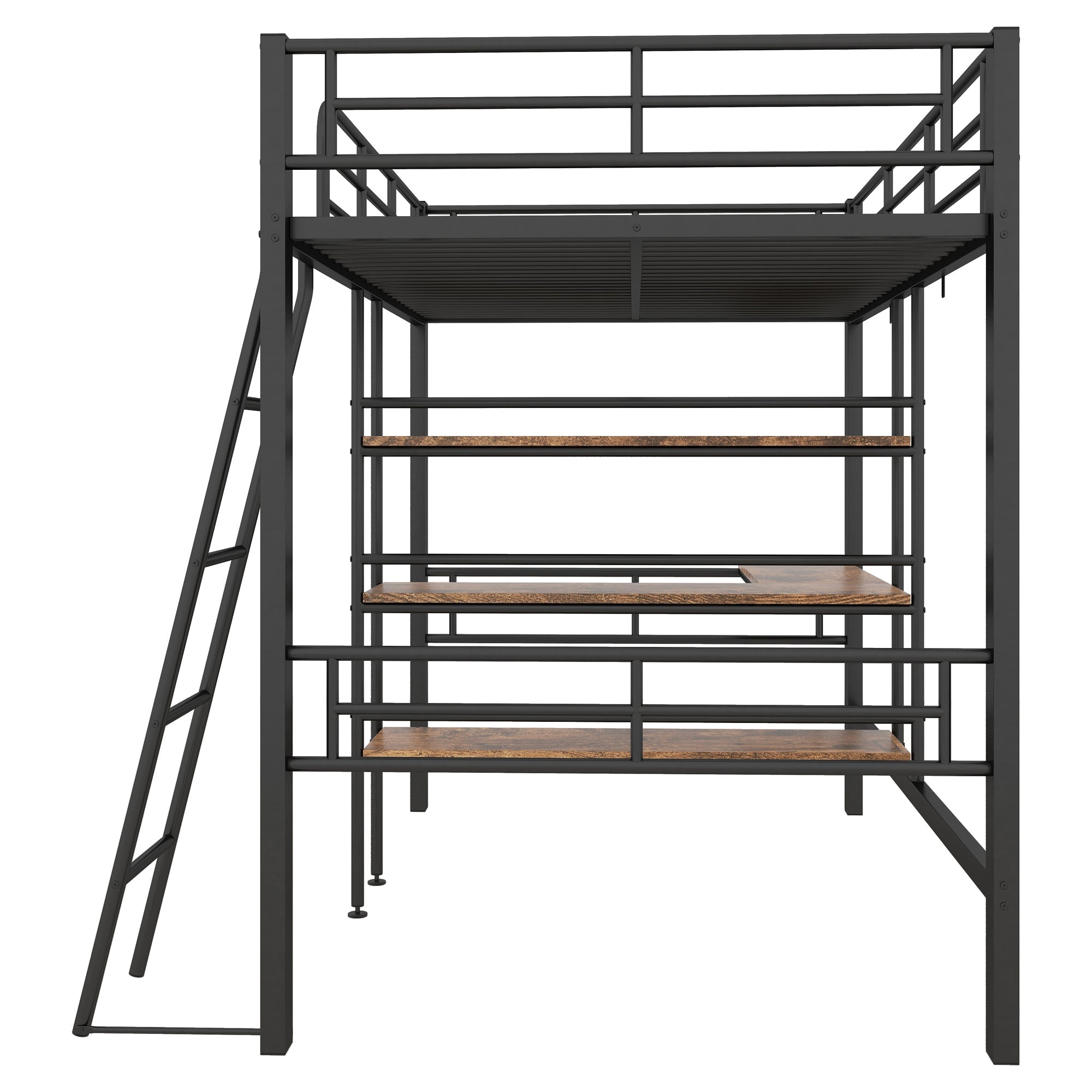 Logidon hoogslaper 90x200 cm met bureau, metalen frame zwart