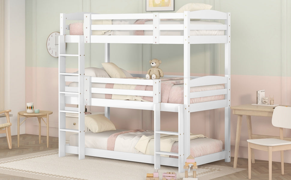 Logidon 3-persoonsstapelbed 90x200 cm wit hout - zonder matras