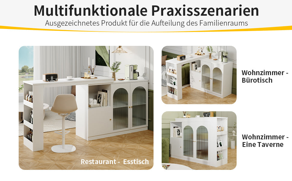 Logidon 360 graden draaibare bartafel 120x40x97 cm wit