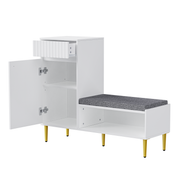 Logidon Moderne Schoenenkast Met Bank Wit 100x35x82 cm