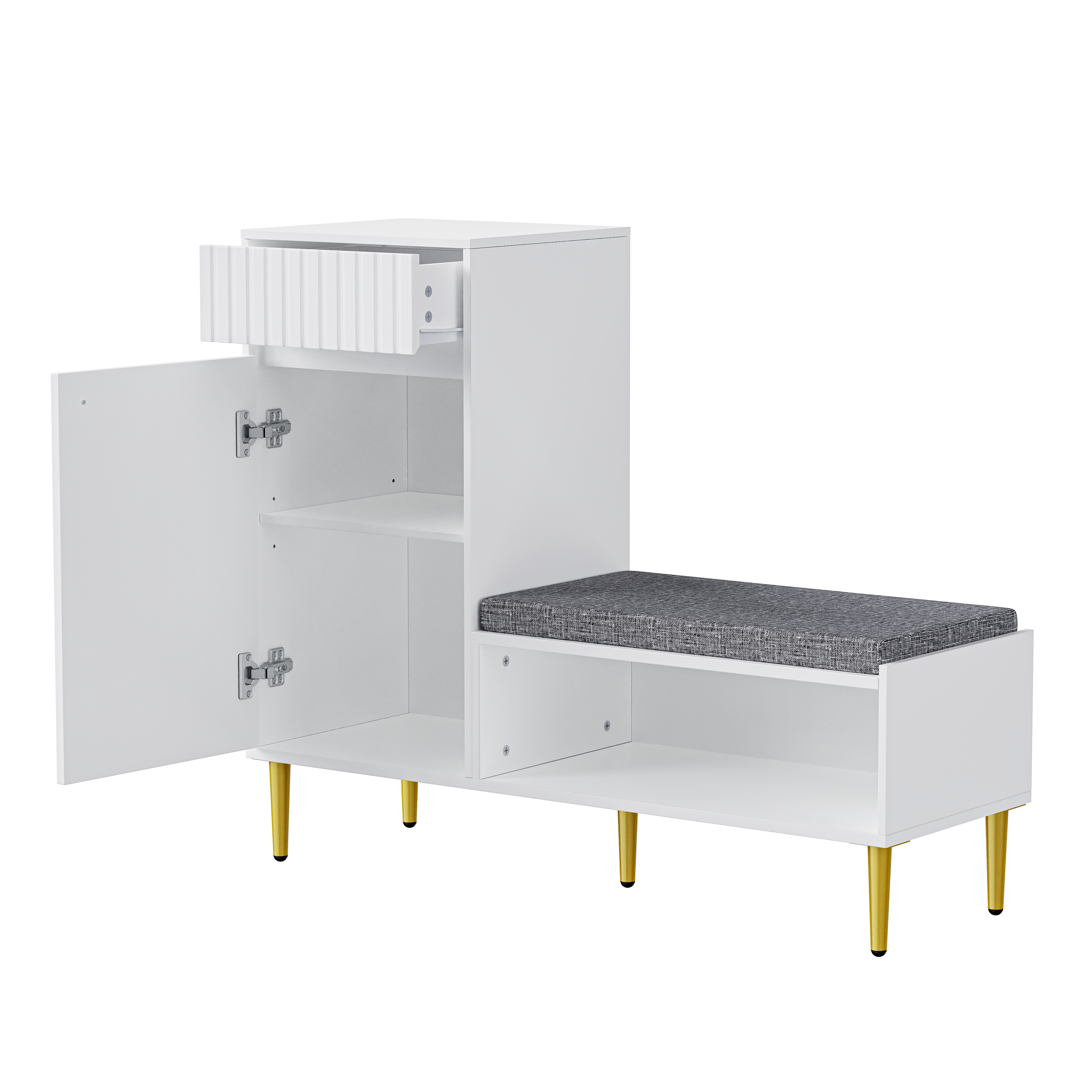 Logidon Moderne Schoenenkast Met Bank Wit 100x35x82 cm