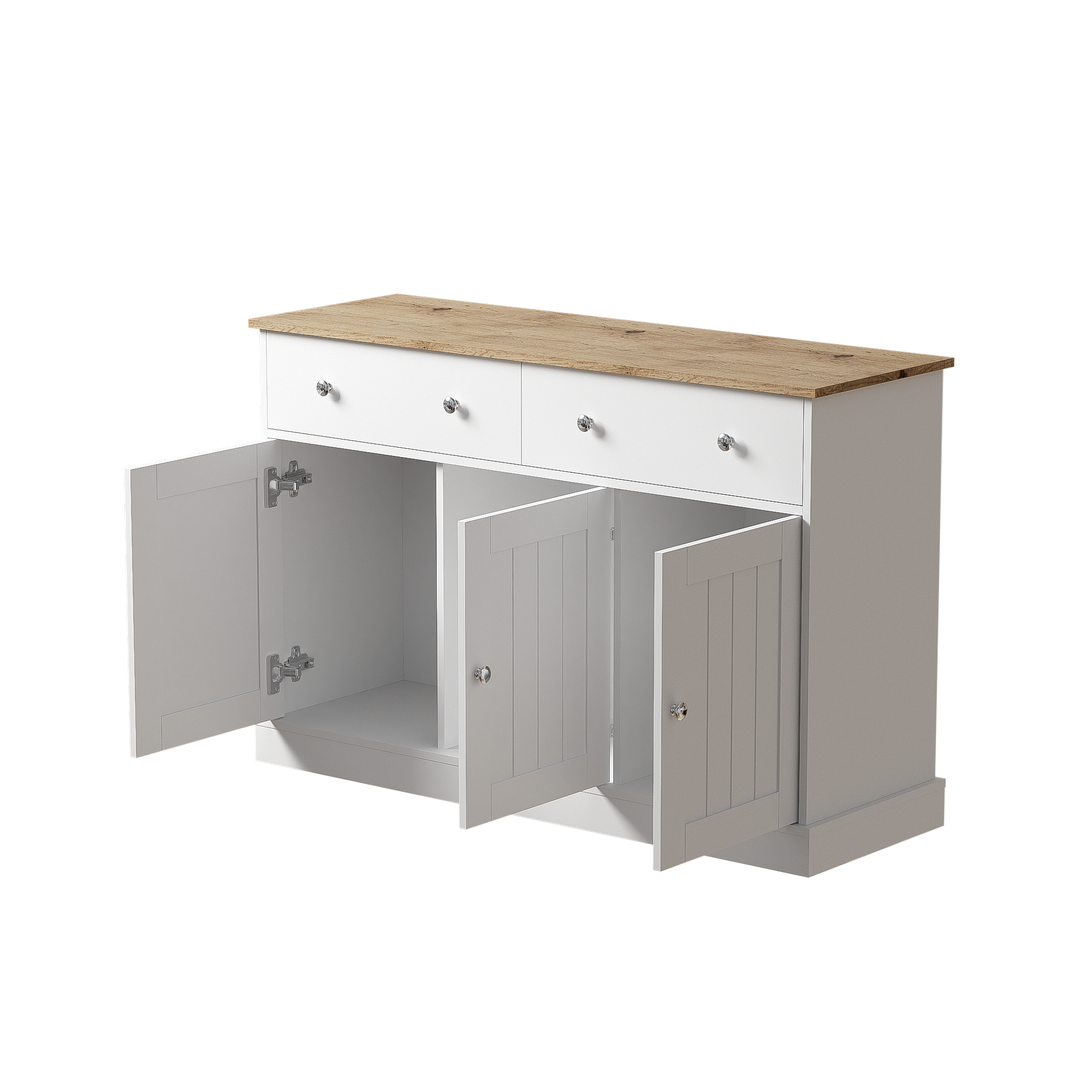 Logidon dressoir wit houtlook 120 cm 3 deuren 2 lades