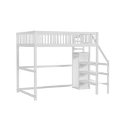 Logidon hoogslaper 140x200 wit met trap en opbergplank