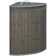 Logidon Vierkante Bamboe Wasmand 55L Grijs 38x38x57 cm Met Deksel Binnenzak