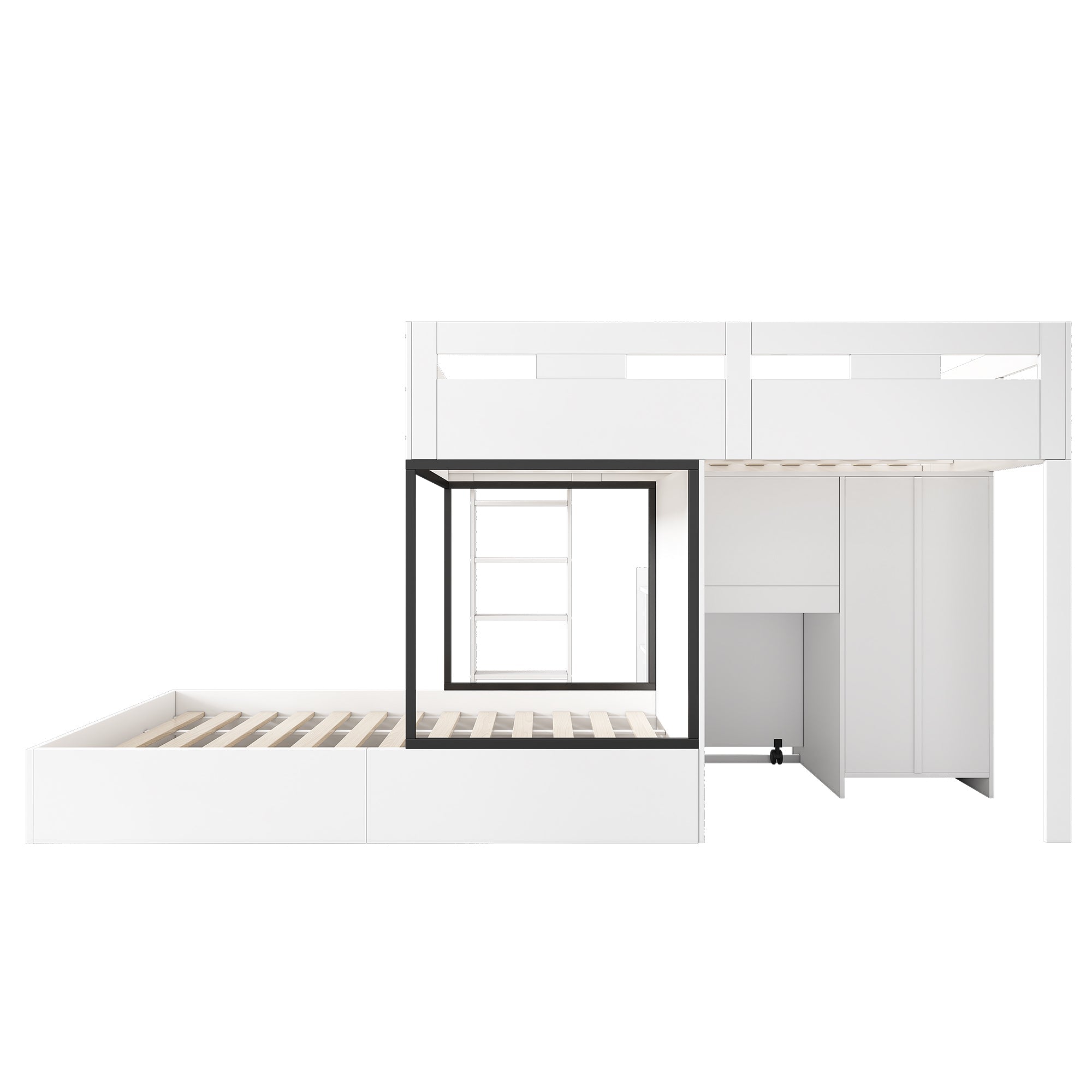 Logidon stapelbed met uitschuifbaar bureau en kledingkast wit 90x200