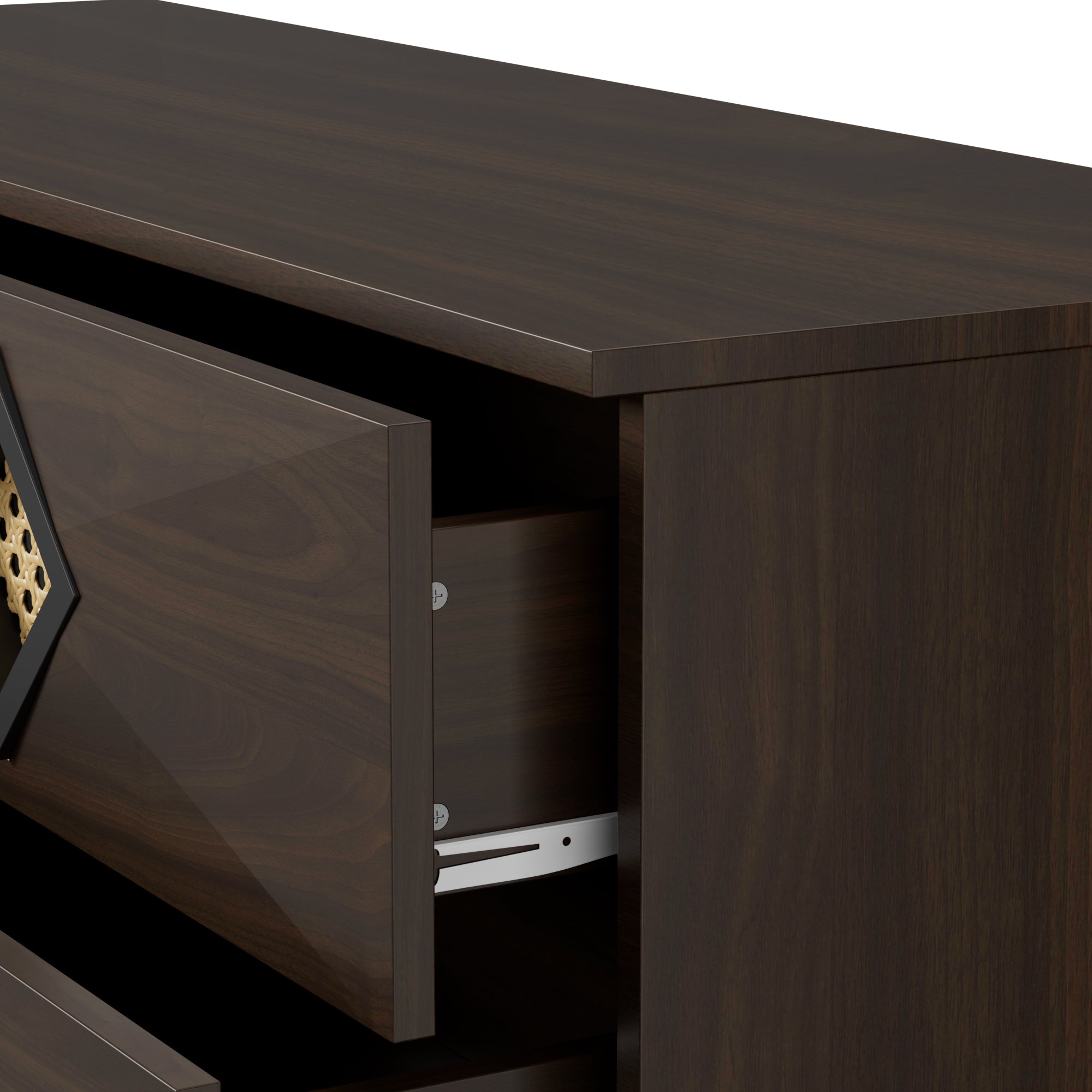 Logidon Elegante kaptafel met 6 laden, walnoot met rotan handvat
