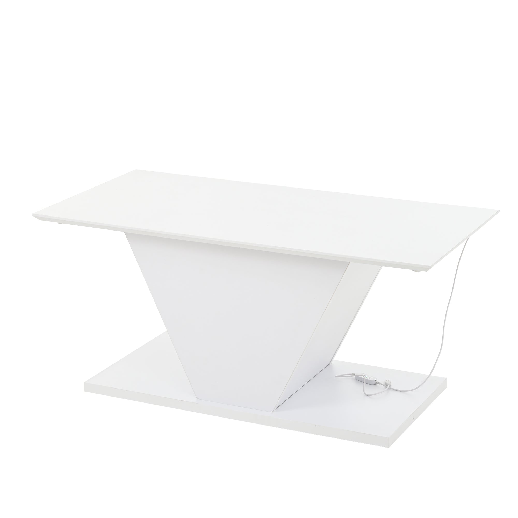 Logidon V-vorm salontafel wit hoogglans LED verlichting 100x50x46 cm