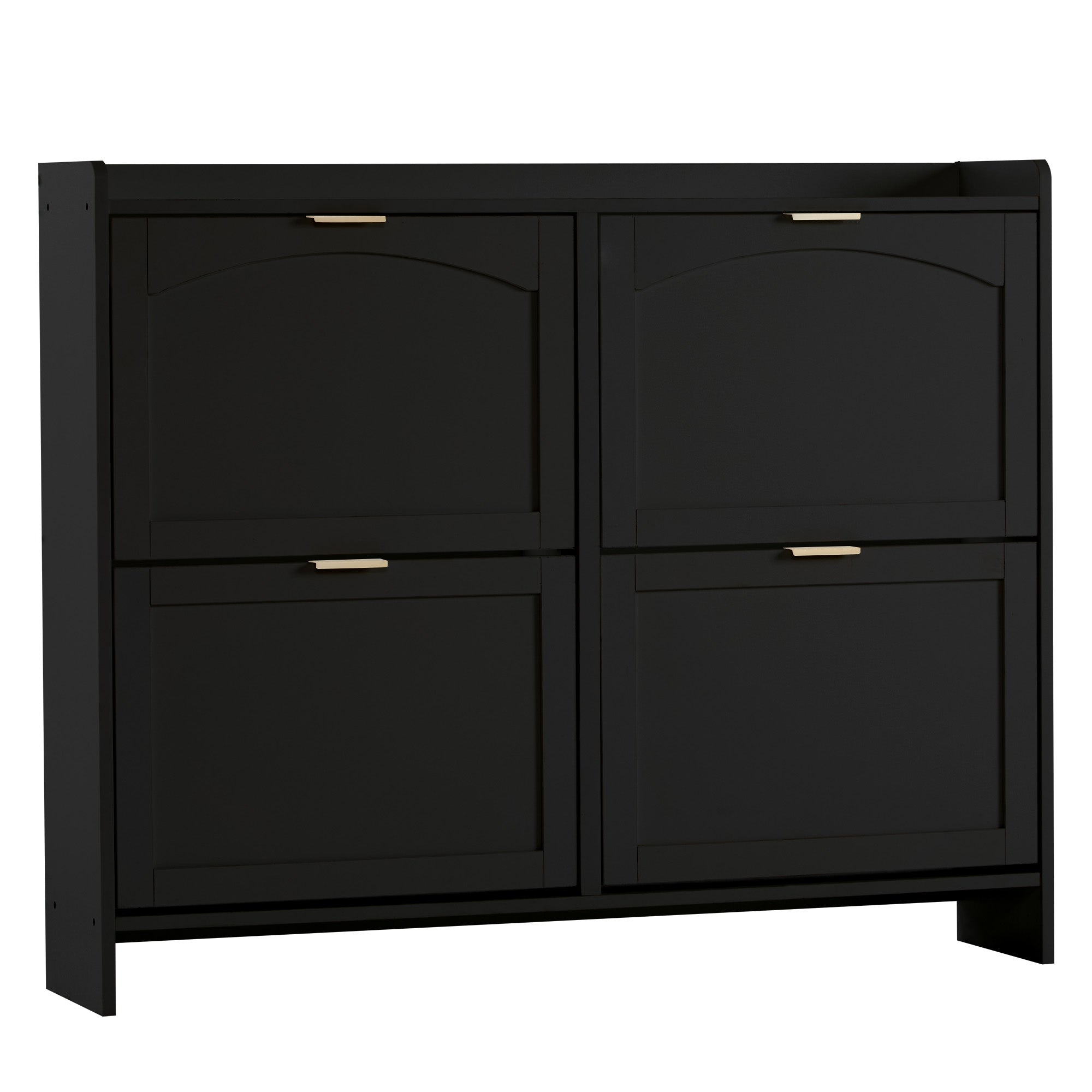 Logidon Moderne Schoenenkast Met 4 Kleppen Zwart 110 x 24 x 90 cm