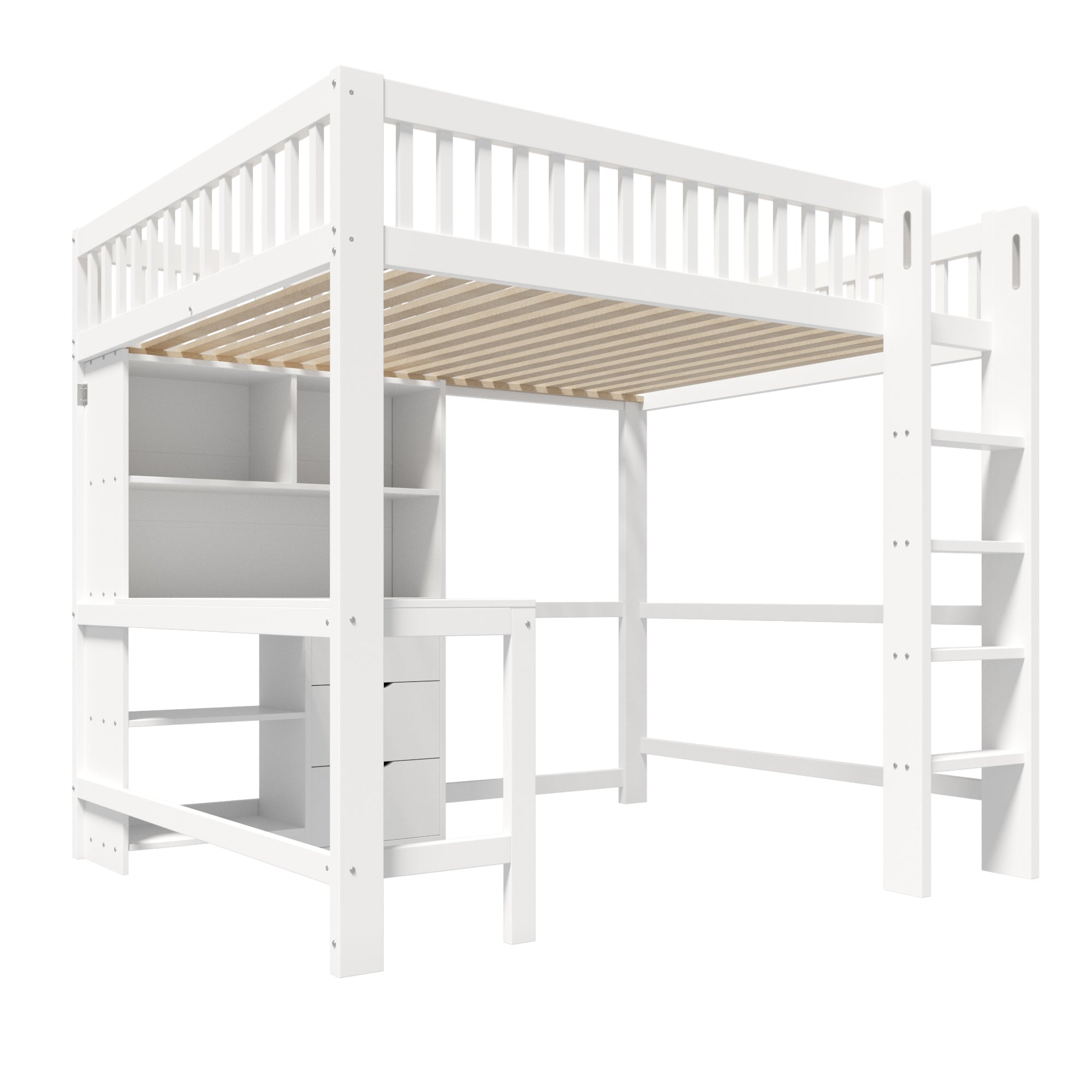 Logidon hoogslaper 140x200 cm met bureau en opbergruimte wit