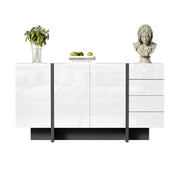 Logidon wit hoogglans dressoir 150x40x80,5 2 deuren 4 lades