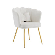 Logidon Moderne Fluwelen Fauteuil Beige Met Gouden Poten