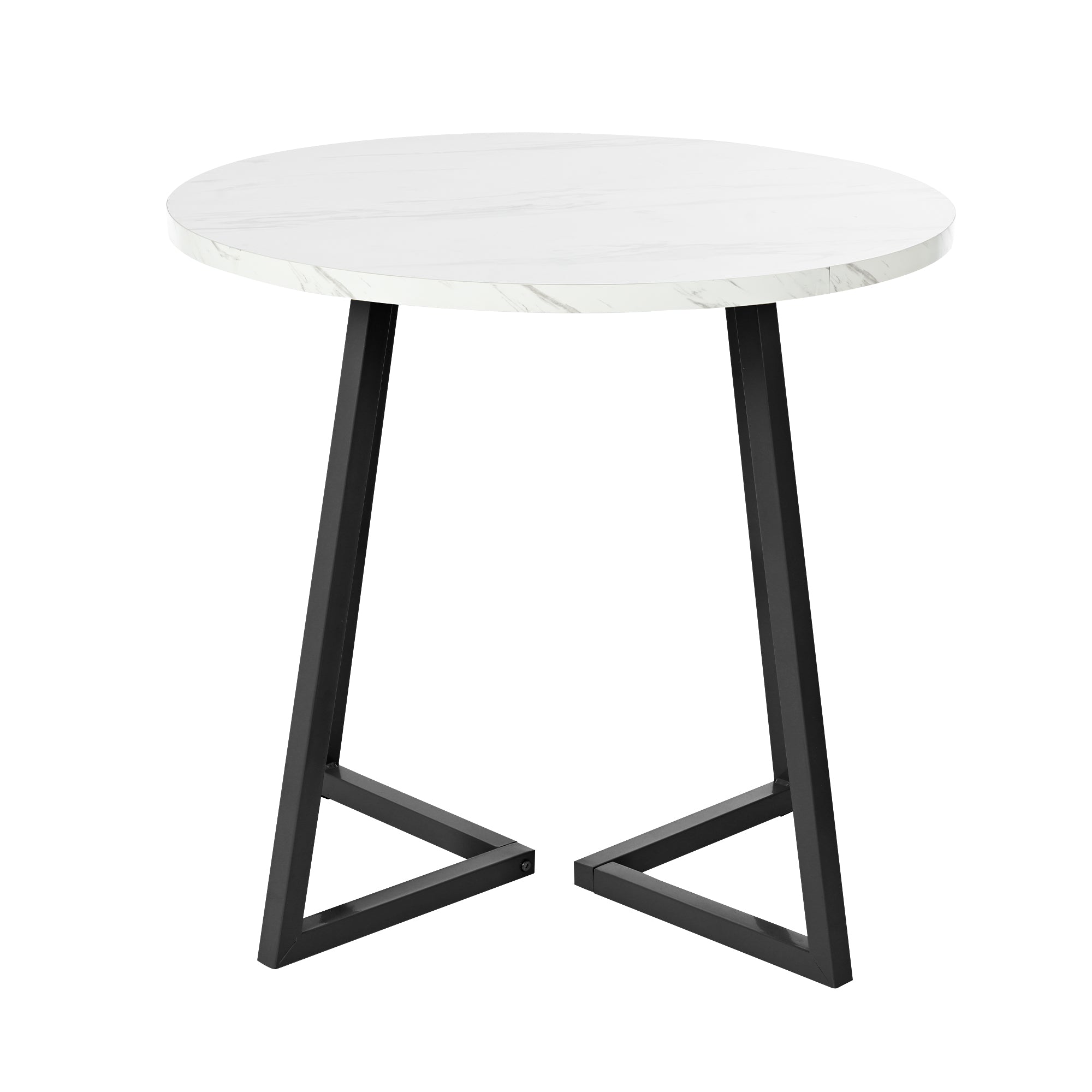 Logidon Ronde Eettafel Wit Zwart MDF Marmer Patroon 80 cm
