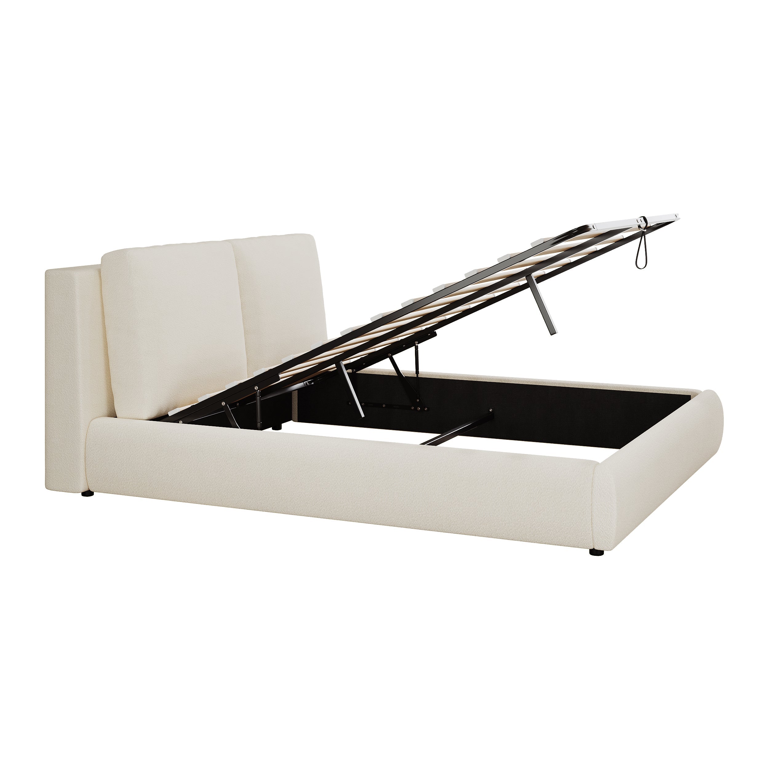 Logidon gestoffeerd bed 180x200 cm met opbergruimte en hydrauliek beige bouclé