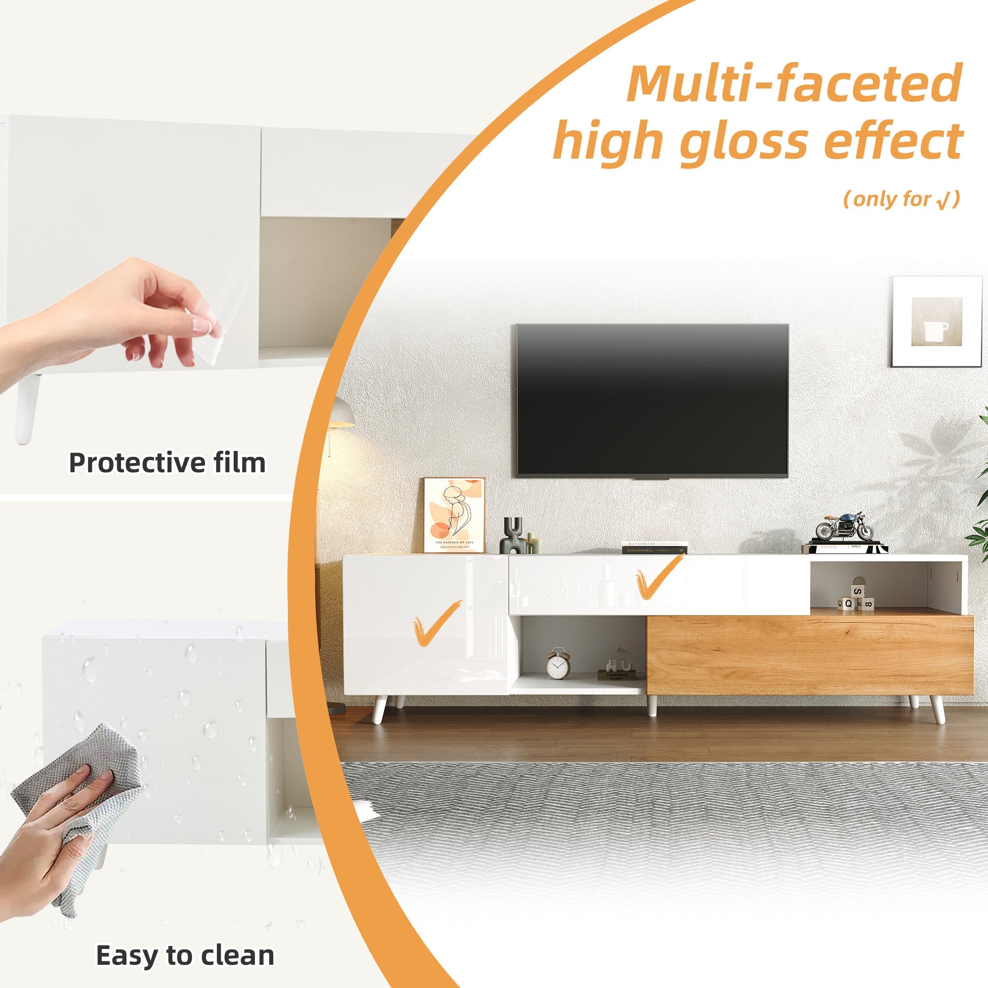 Logidon TV-meubel 180x38x50 cm witte houtlook deur en lade