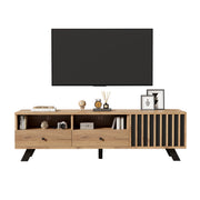 Logidon TV-meubel 150 x 38 x 44 cm natuurlijke houtlook 2 lades