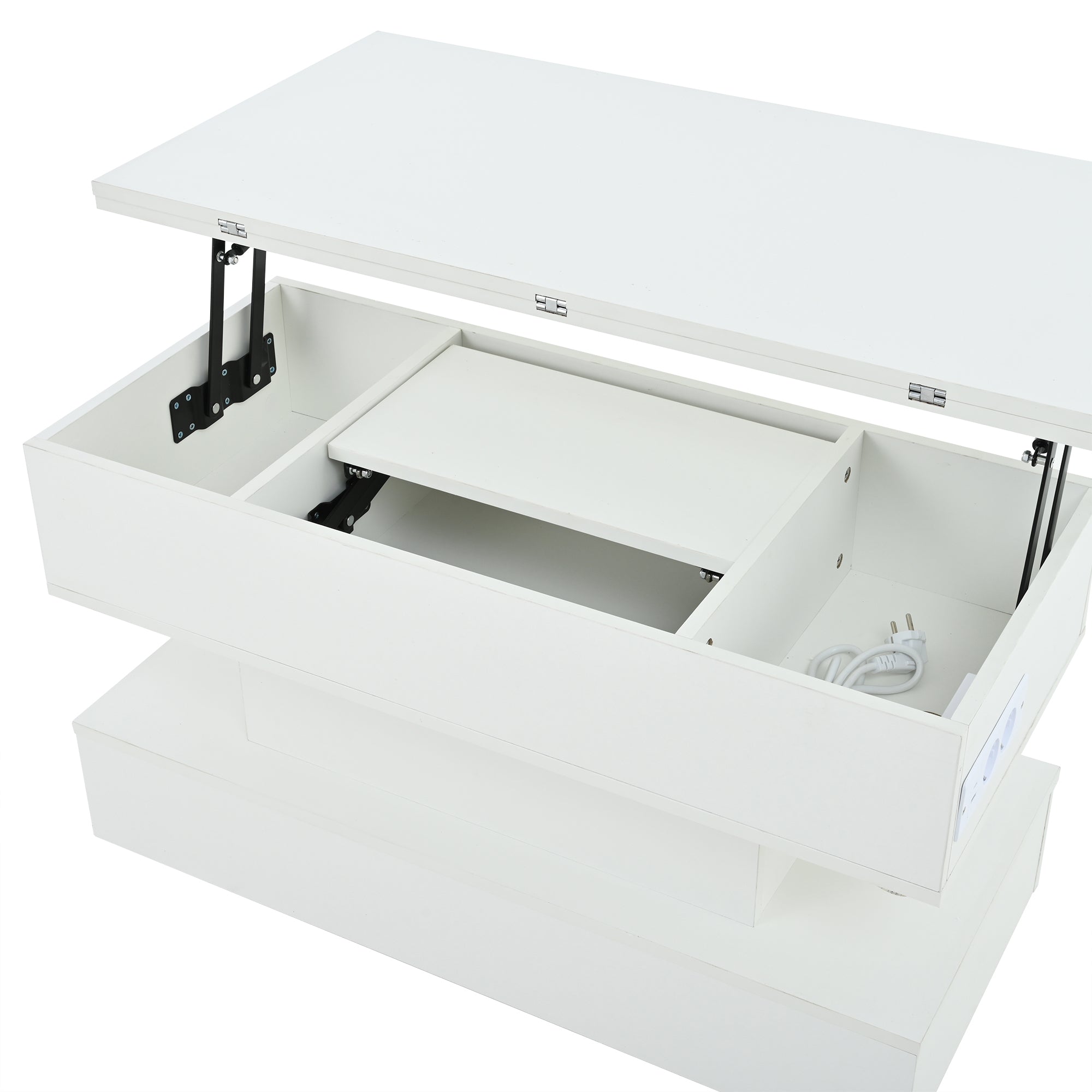 Logidon salontafel met USB-C oplaadaansluiting en LED-licht, in hoogte verstelbaar