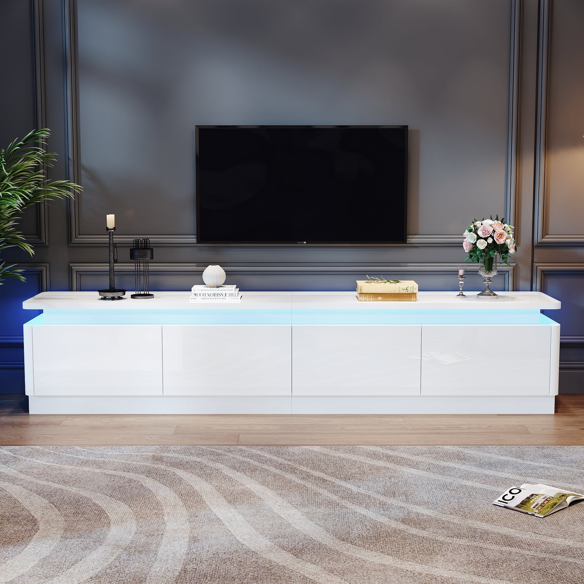 Logidon TV-meubel wit 180x34x40 cm met LED-verlichting 4 lades