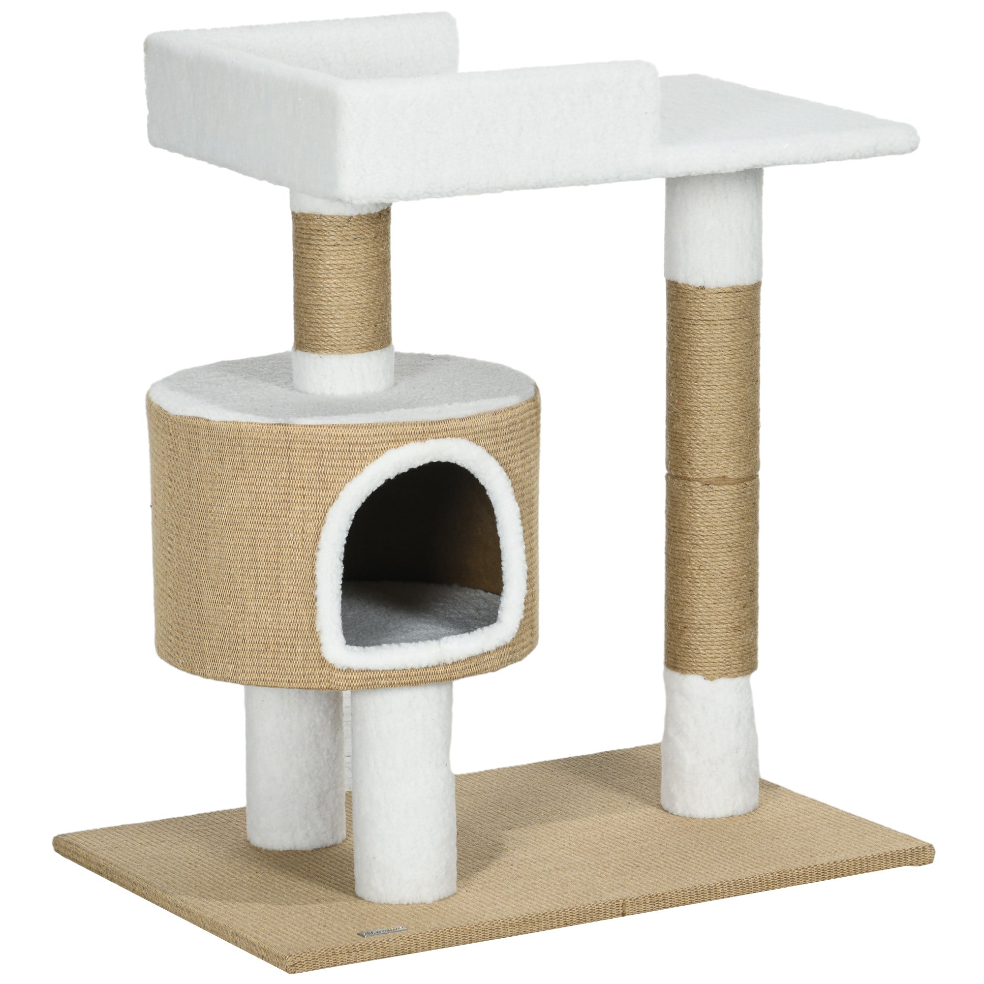 Logidon krabpaal 79 cm kattentoren grot ligvlak bruin wit