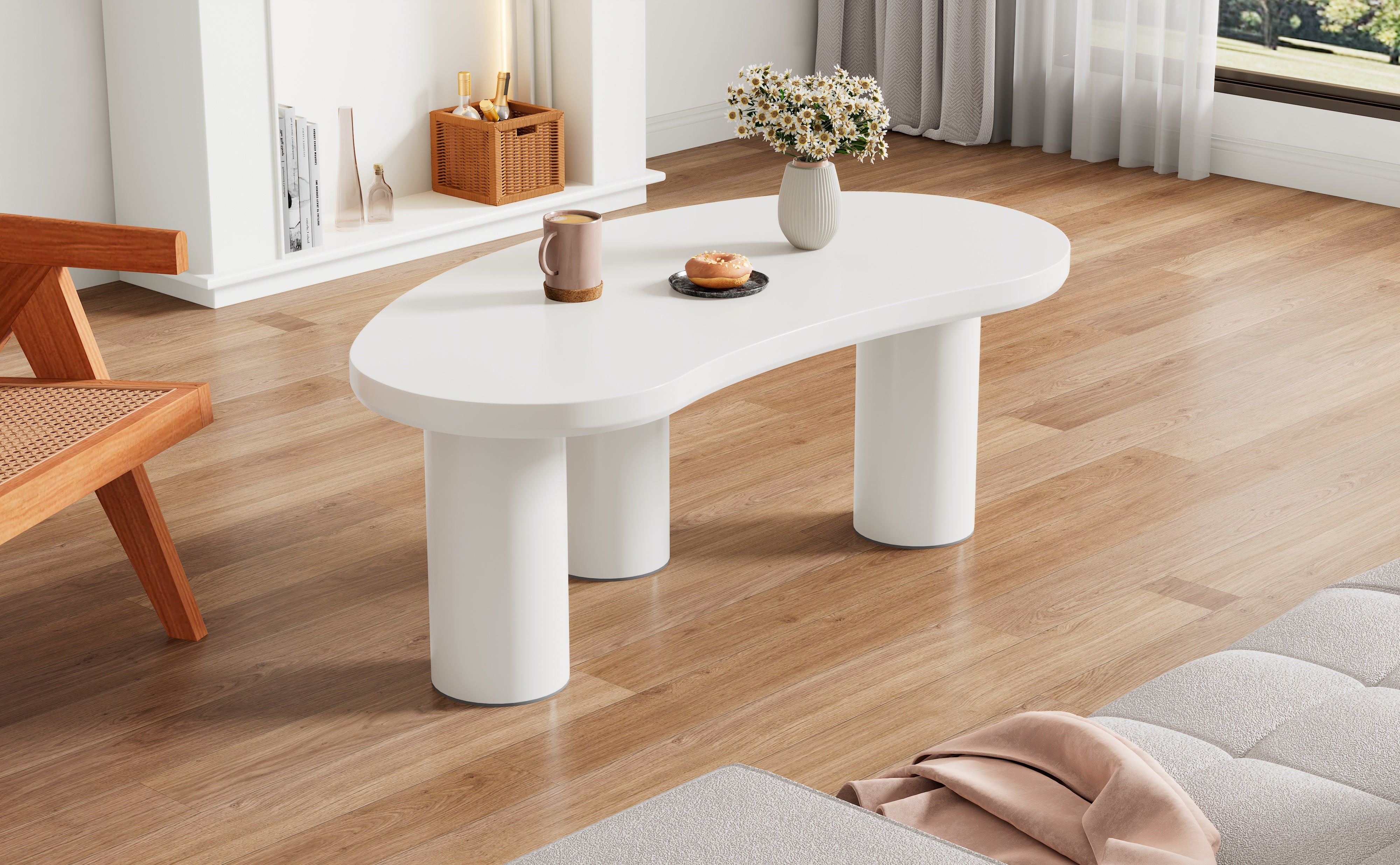Logidon Witte halve maan salontafel 107x57x40,5 cm MDF en PVC