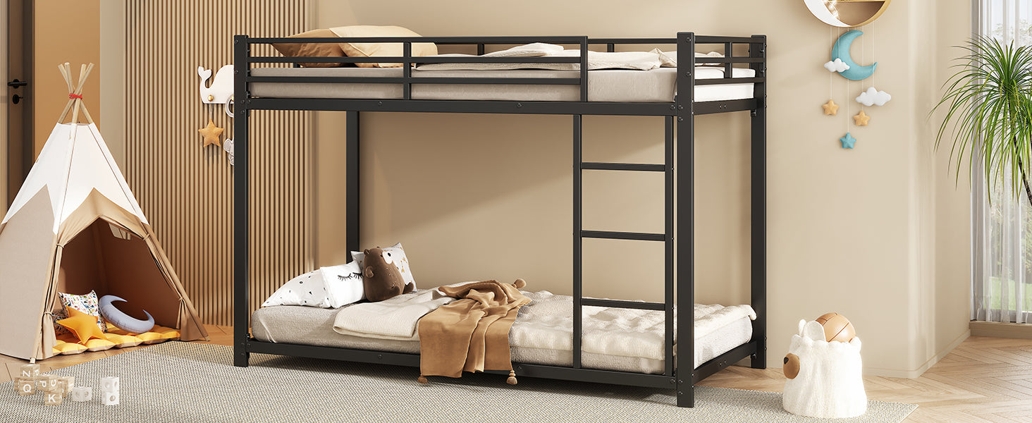 Logidon Bunk Bed Metal 90x200 Black Classic Shape Children's Bed