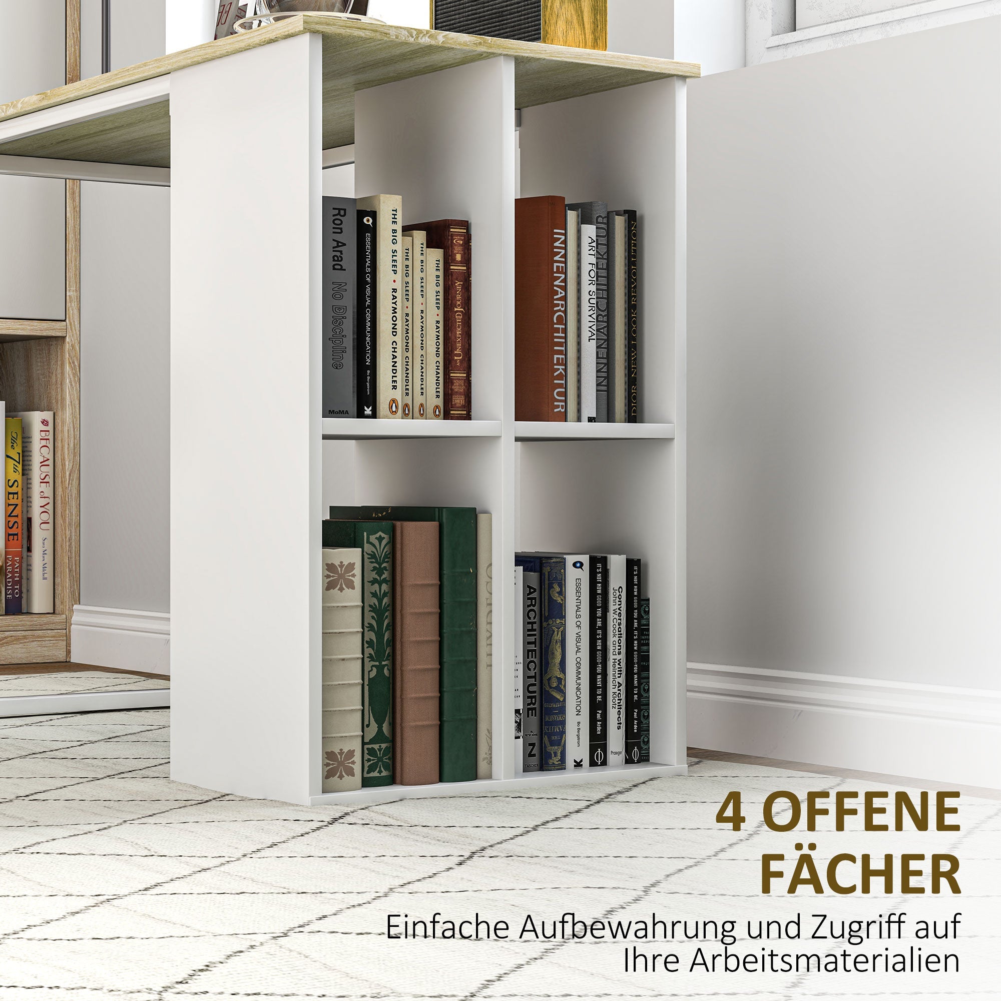 Logidon bureau eiken 100x54 cm compacte PC tafel met planken
