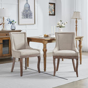 Logidon Ultra Side Dining Chair Beige Set Of 2 Bronze Nail Studs