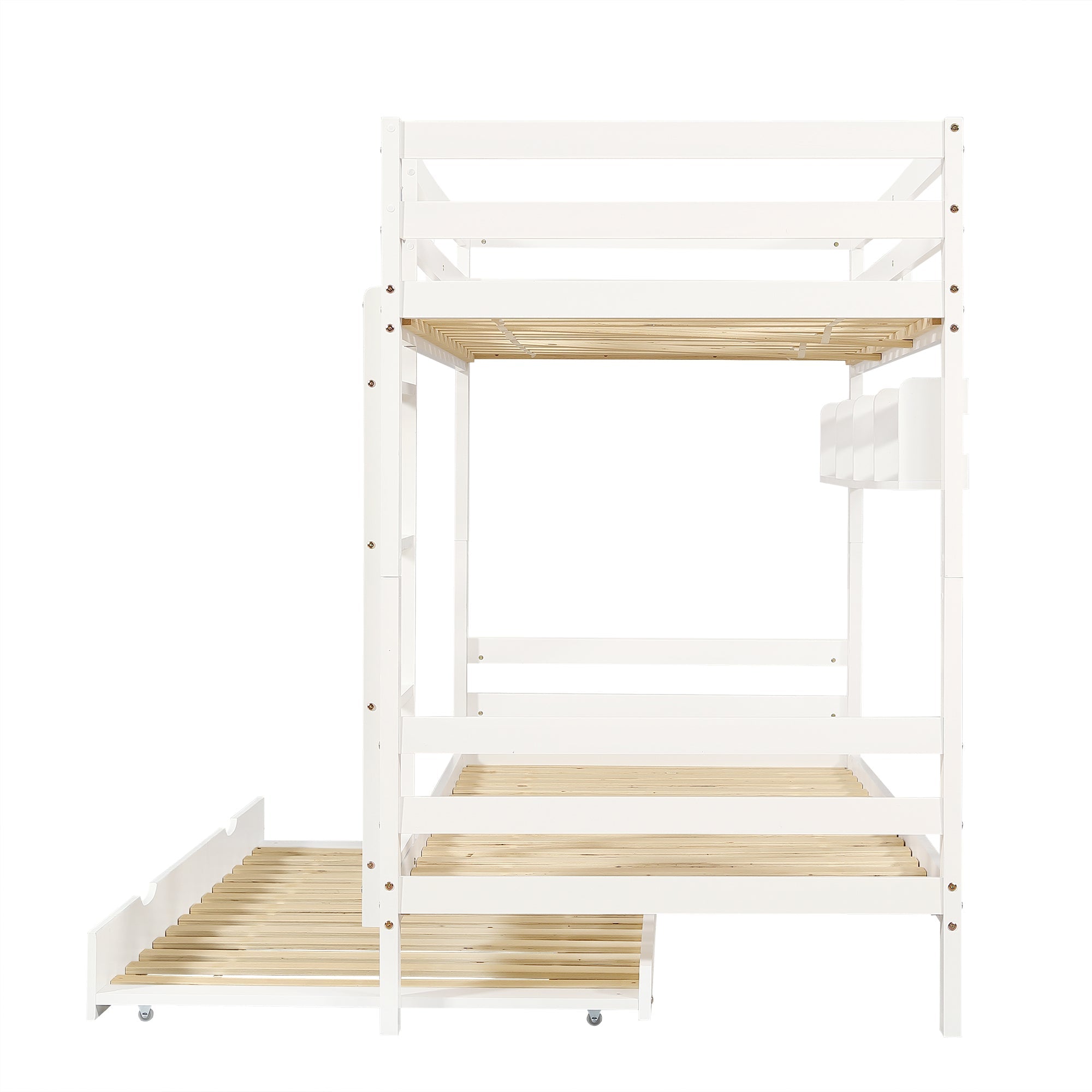 Logidon Kinderstapelbed 90x200cm Uitschuifbed op wielen Wit