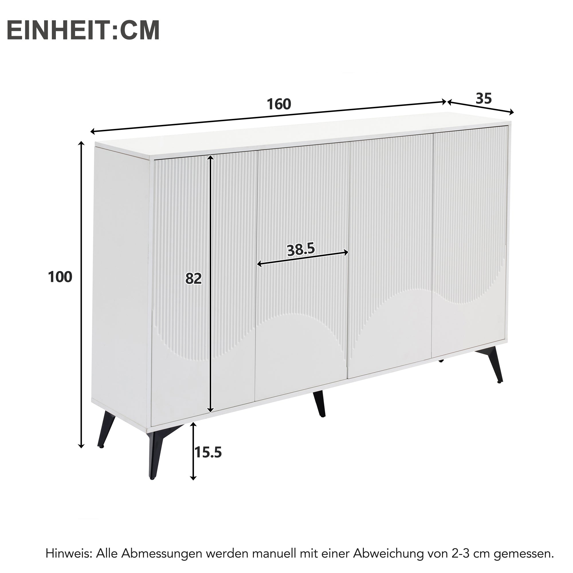 Logidon Wit Dressoir, 160 cm breed, verstelbare planken