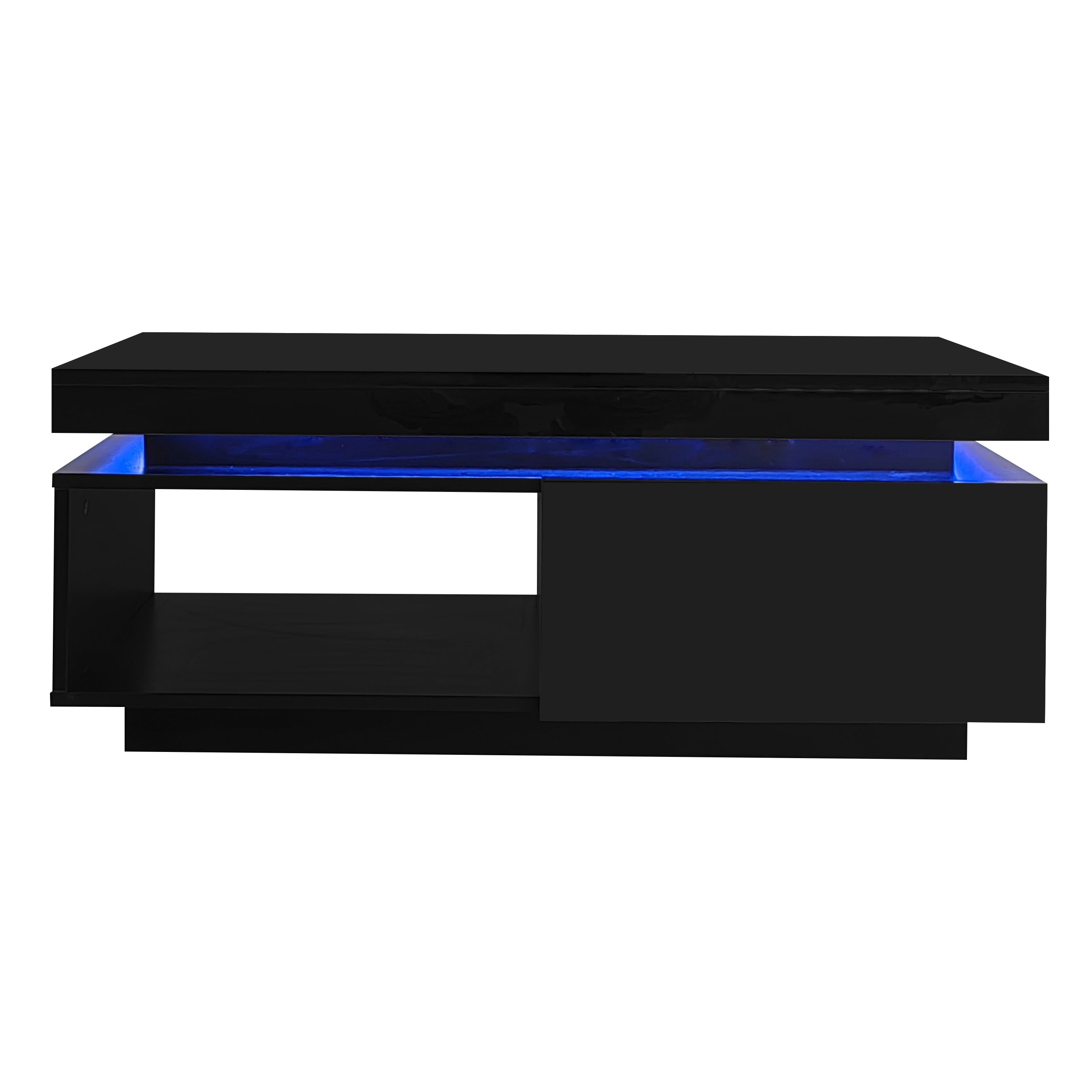 Logidon hoogglans salontafel zwart met LED verlichting 100x50x40 cm