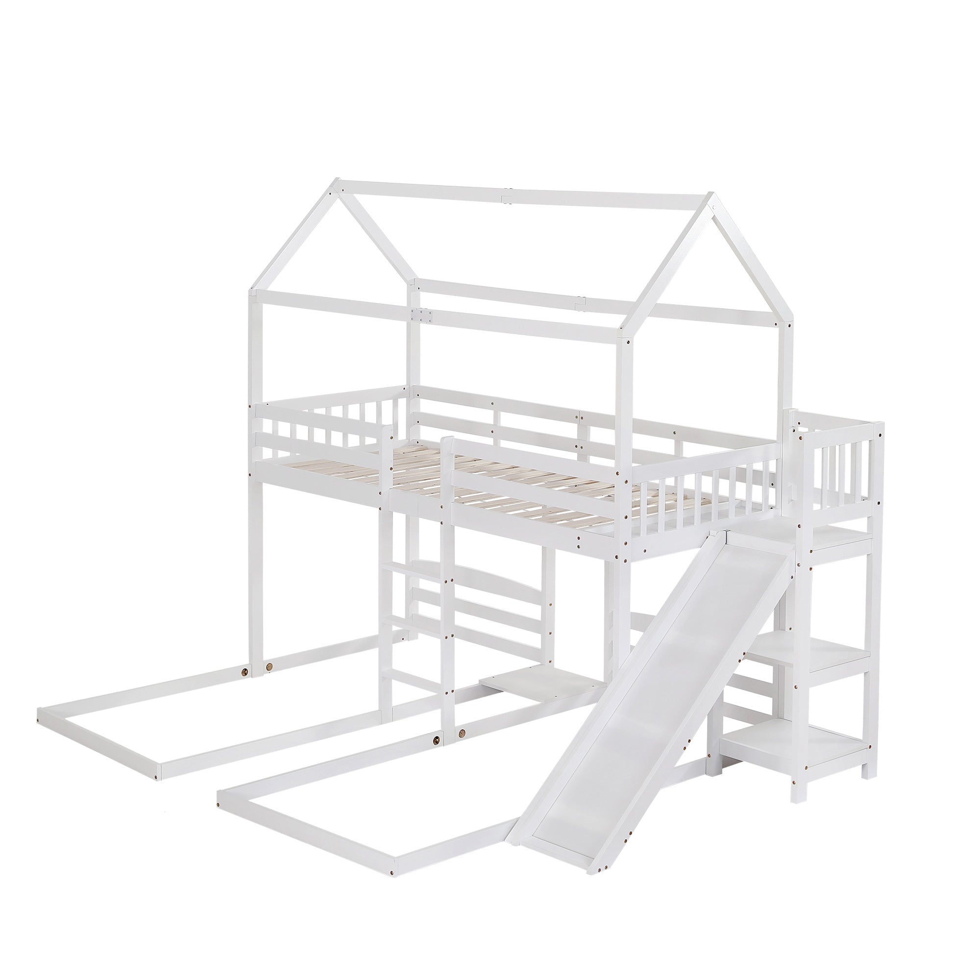 Logidon stapelbed met glijbaan wit 90x200cm drietrapsladder
