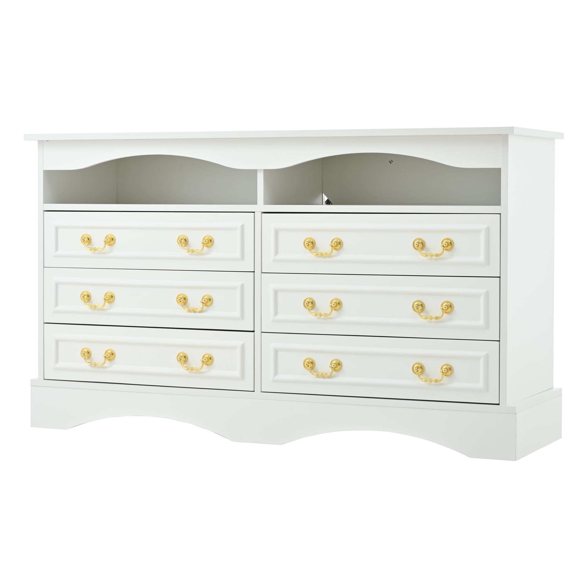 Logidon Dressoir 120x40x70 met LED-licht en halfopen opbergruimte Wit