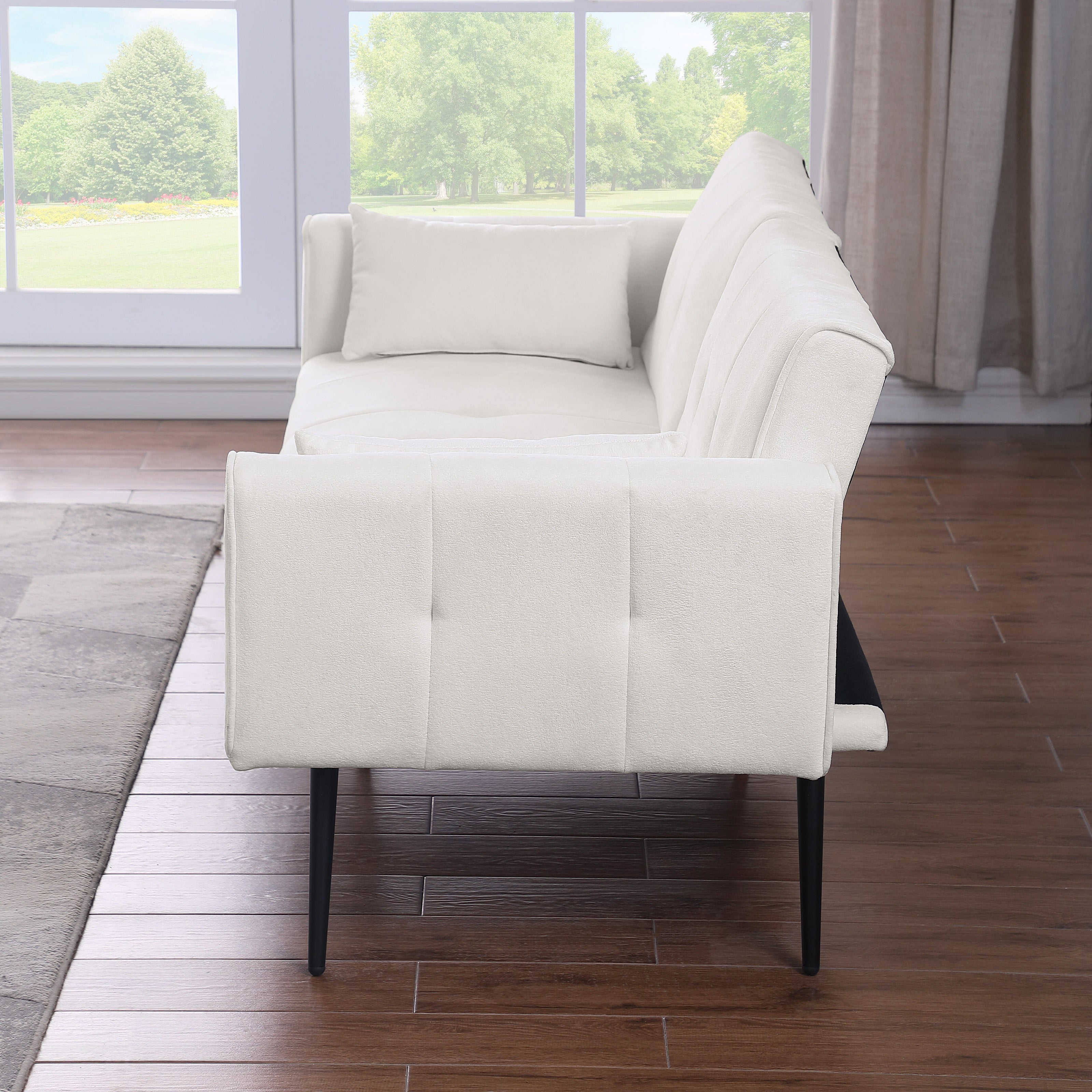 Logidon Futon slaapbank beige stof 175 cm lang 3-zits