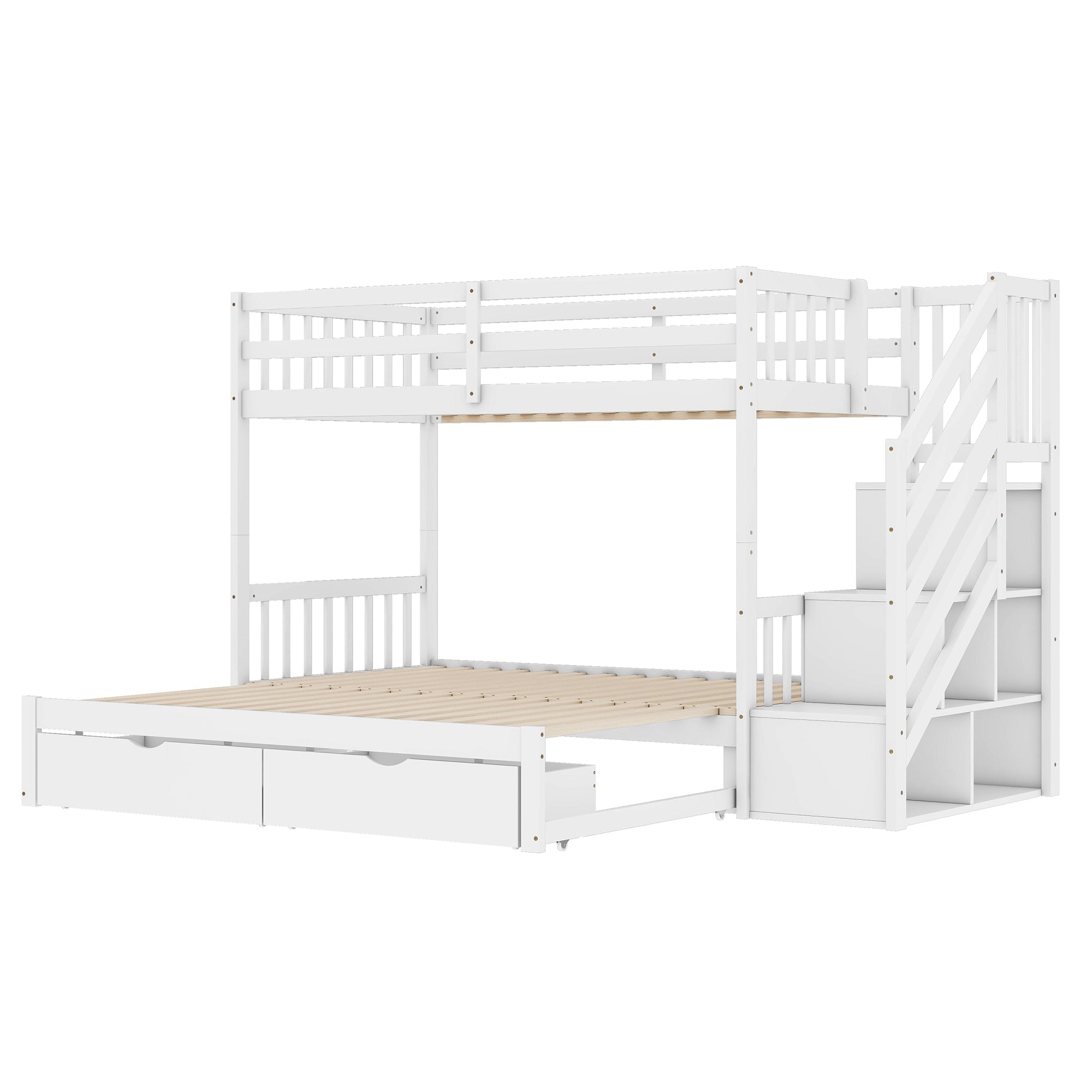 Logidon stapelbed 90x200 wit met uitschuifbaar bed 2 lades