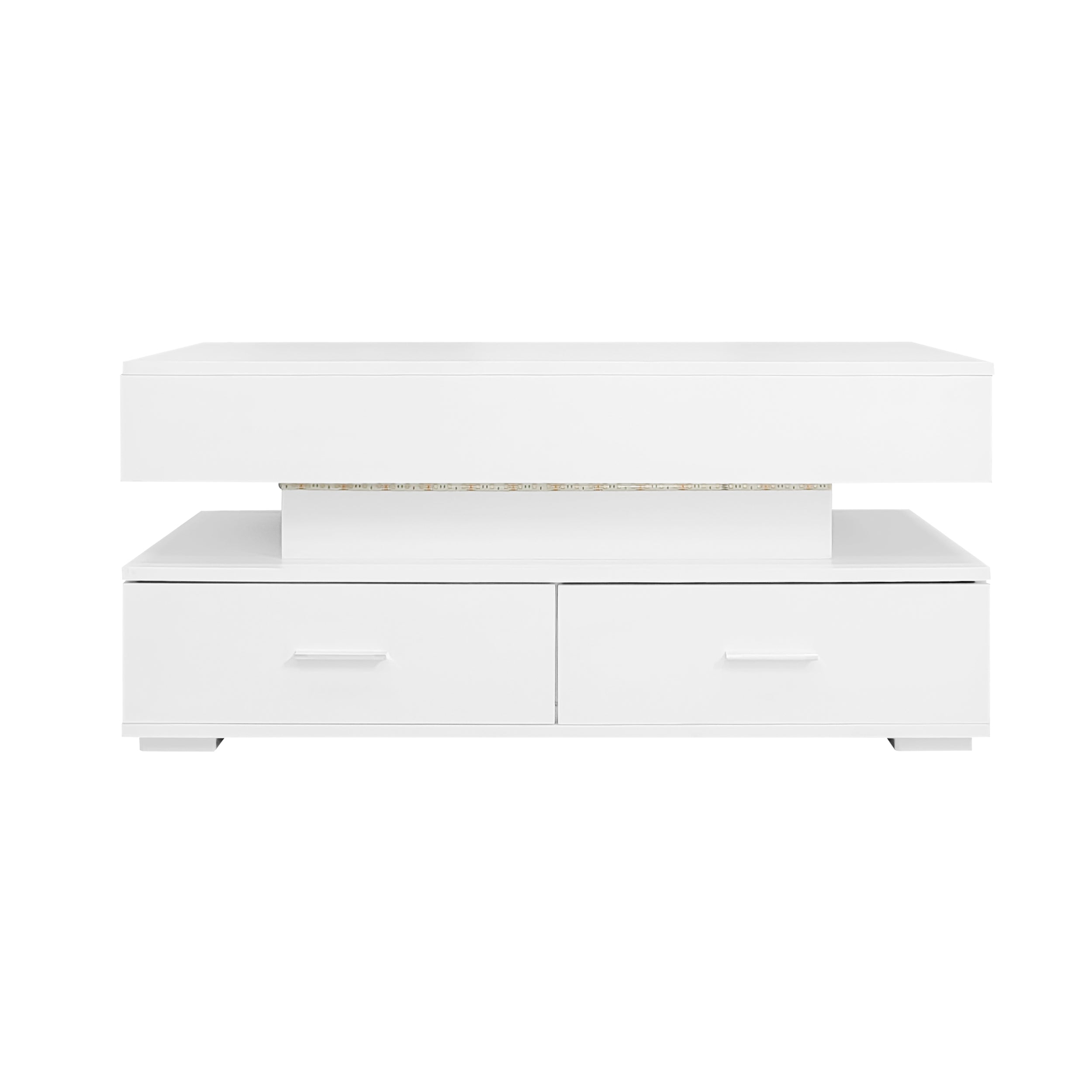 Logidon Hydraulisch in hoogte verstelbare salontafel 100x50x44 cm Wit LED