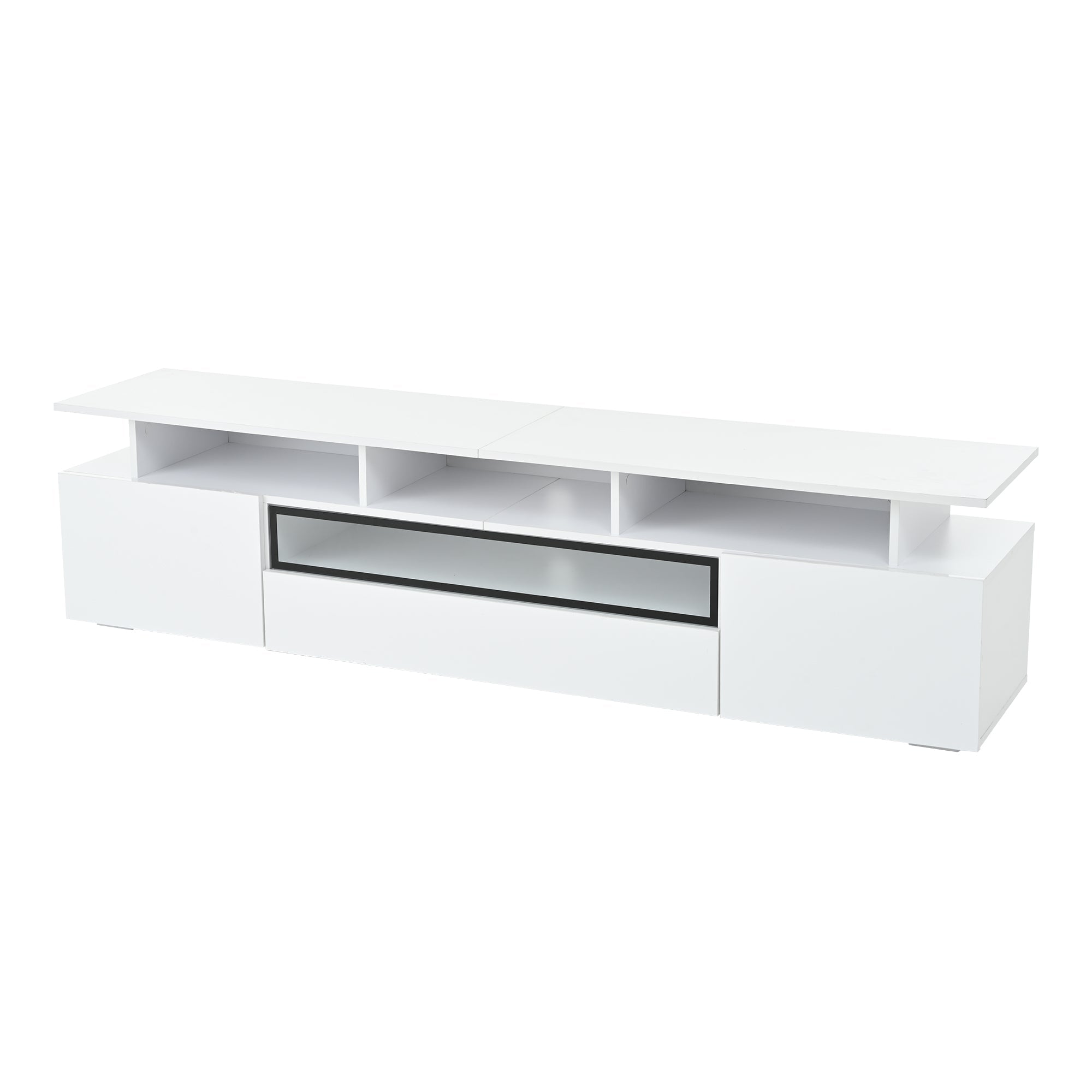 Logidon TV-meubel wit 180x38x45 cm met LED-verlichting 2 deuren 1 lade