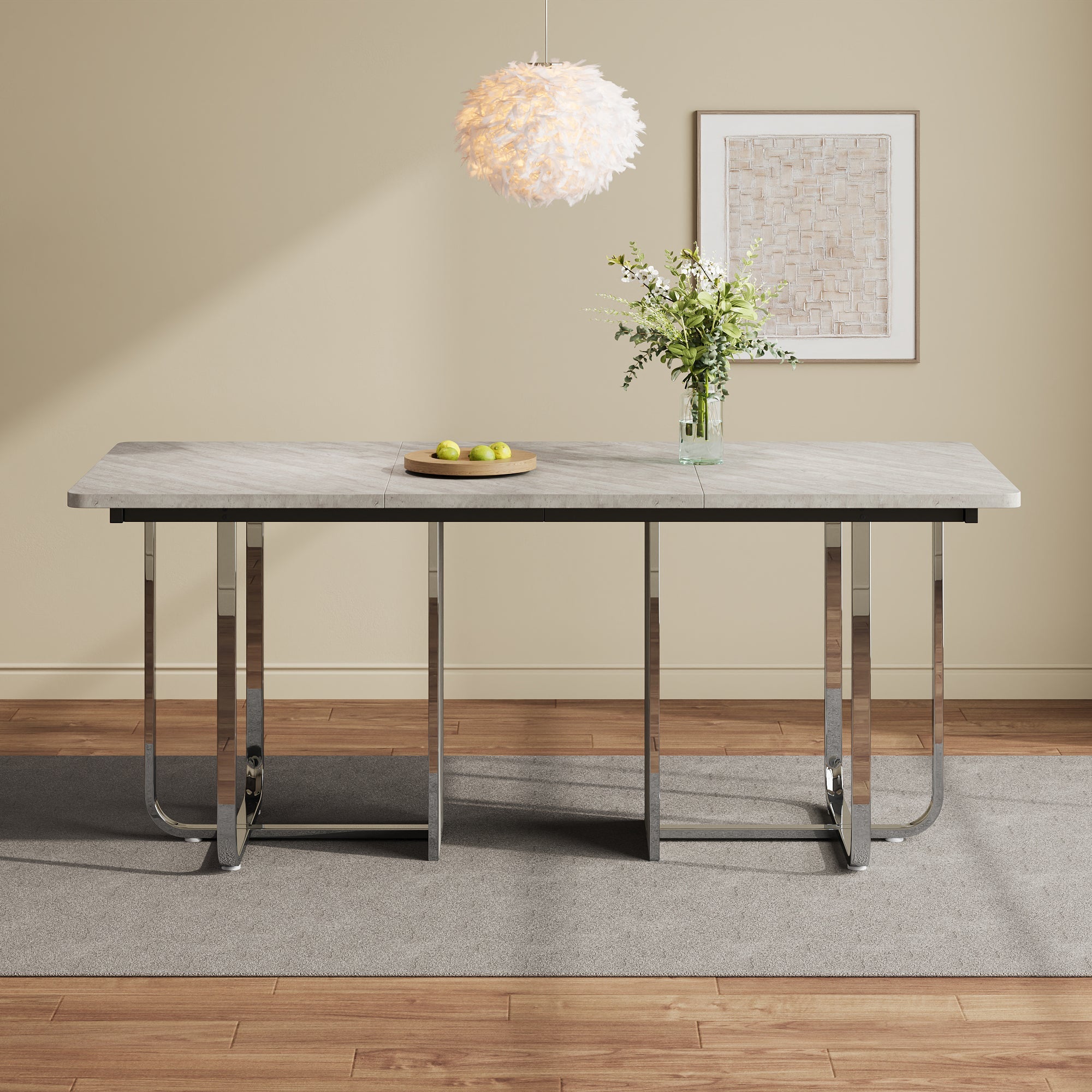 Logidon eettafel 180x80 cm grijs met metalen poten moderne tafel