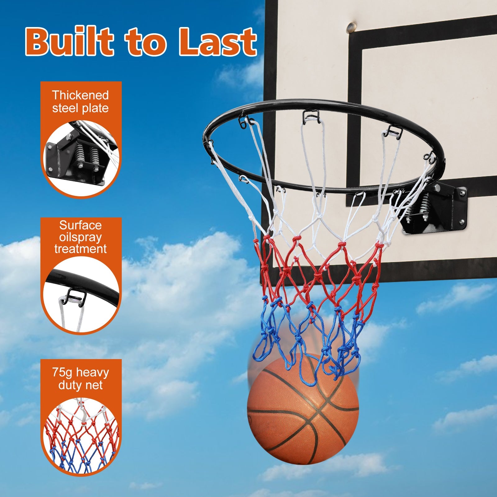 Logidon Basketbalring 18" Double Spring Mesh Zwart
