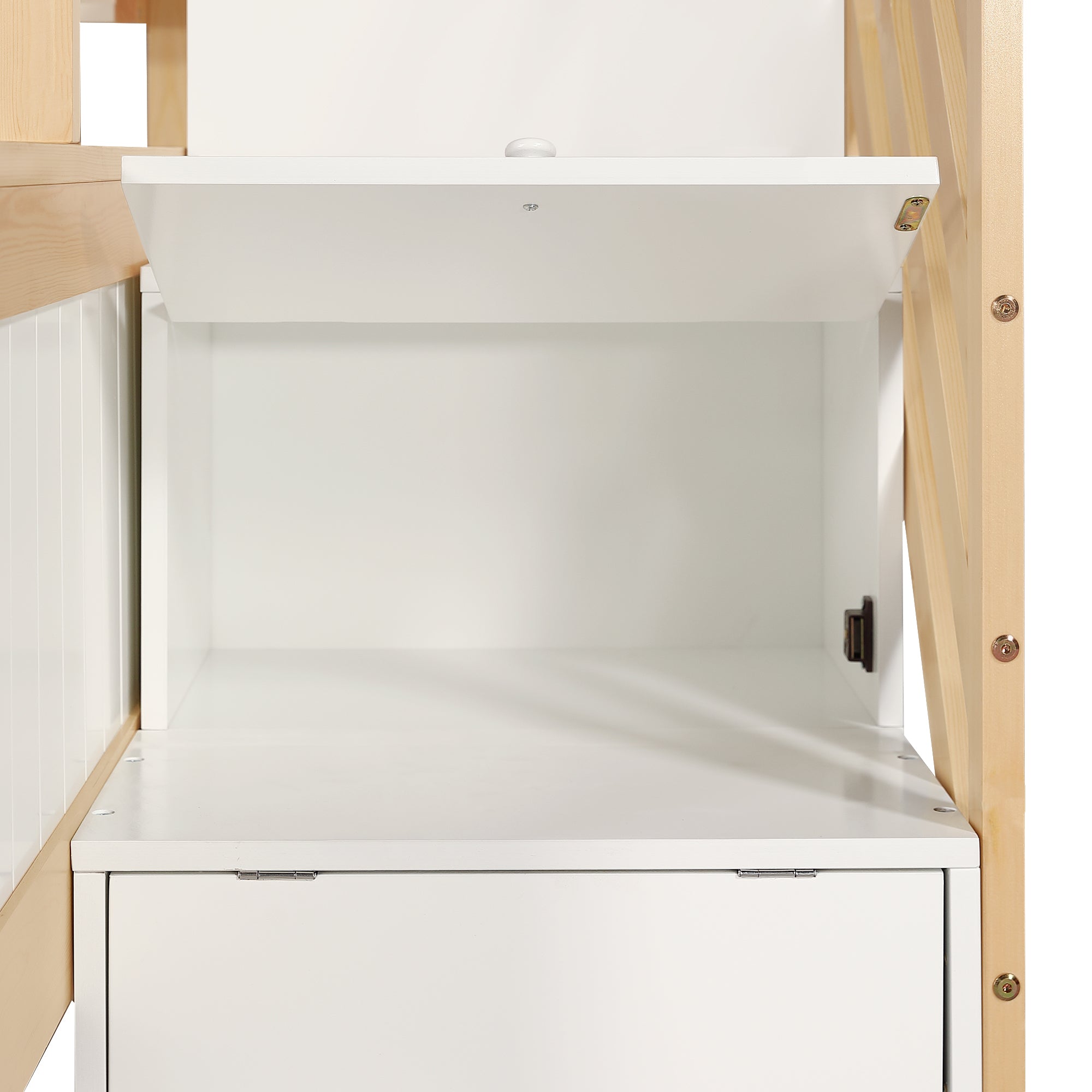 Logidon stapelbed naturel raster hoektrap onderschuifbed 90x200 120x200