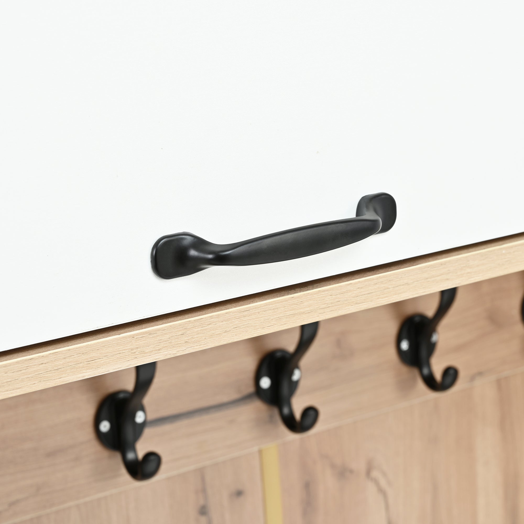Logidon garderobekast met bank en 5 haken naturel wit 80x35x185cm