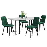 Logidon eetgroep 5-delig 140x80 cm witte MDF tafel donkergroene stoelen