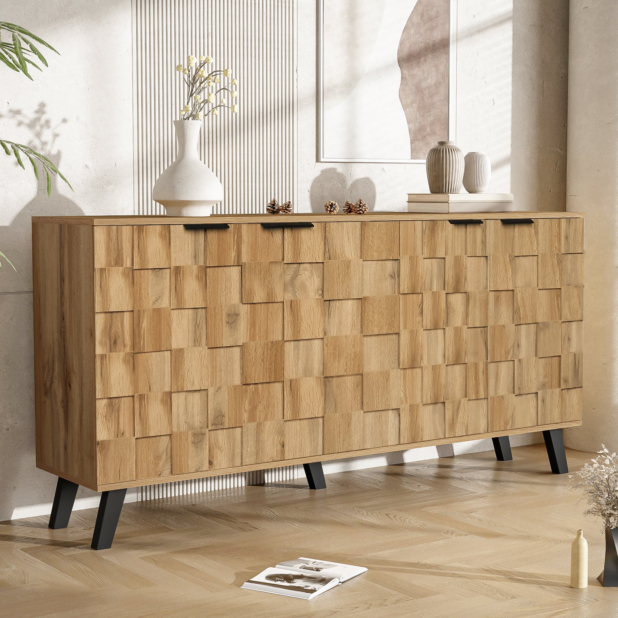 Logidon Modern dressoir vier deuren 160,5 x 35,5 x 78 cm