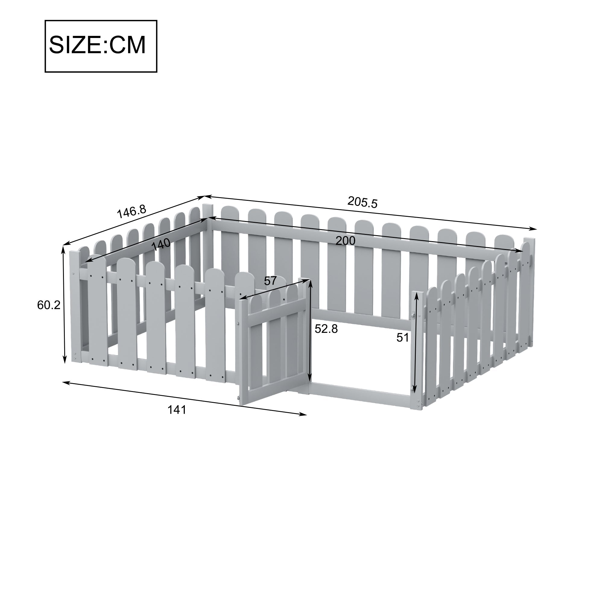 Logidon kinderbed 140 x 200 cm grijs houten frame met deur
