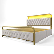 Logidon gestoffeerd bed 140x200 USB-C oplaadfunctie LED 4 lades