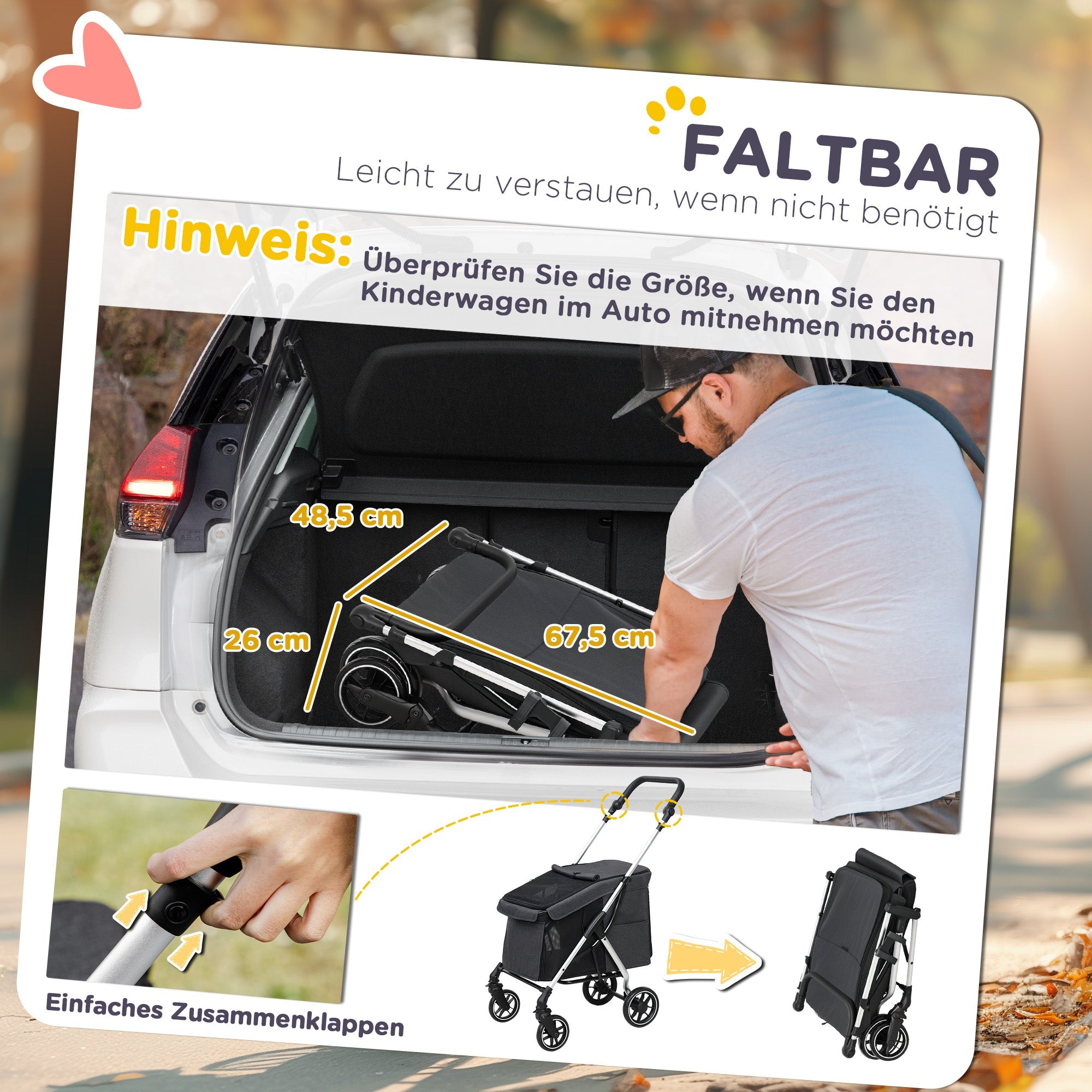 Logidon Hondenkar Lichtgewicht Aluminium Buggy Opvouwbaar tot 10 kg Grijs