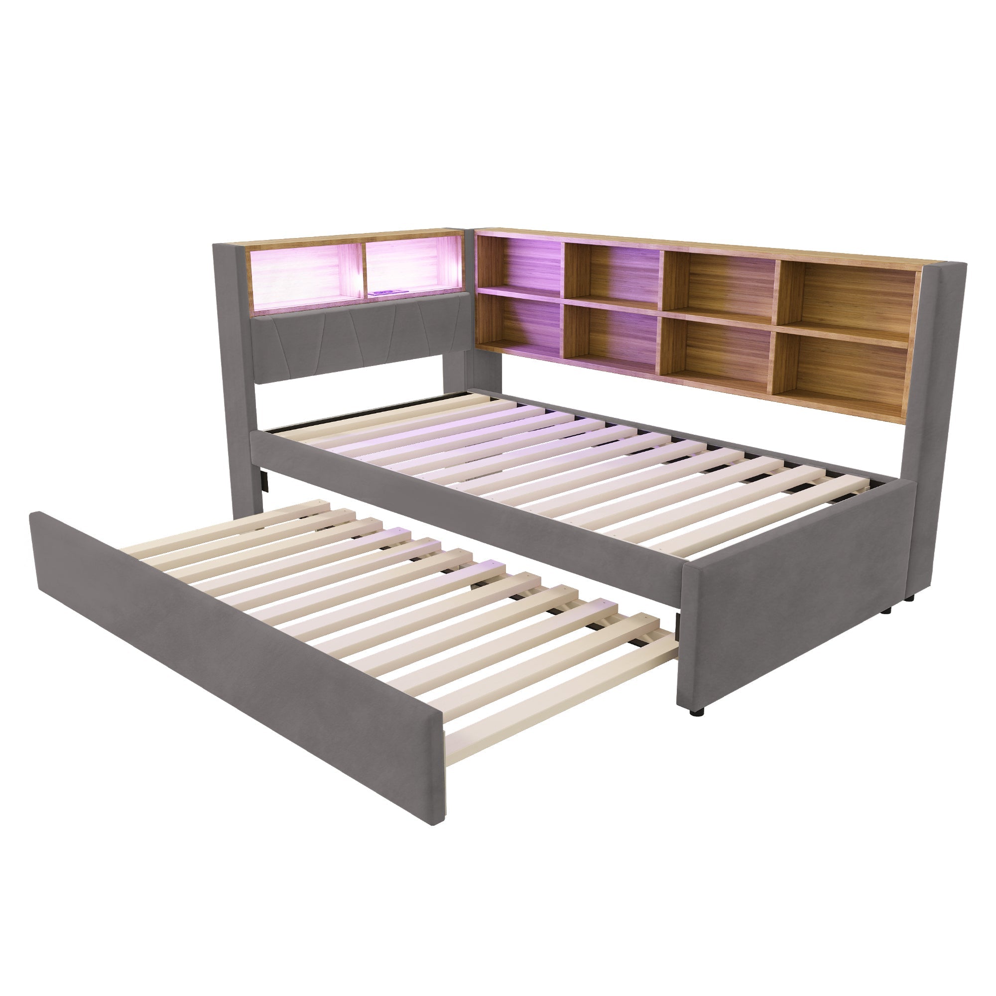 Logidon slaapbank 90x200 met uitschuifbaar bed 90x190 LED-verlichting