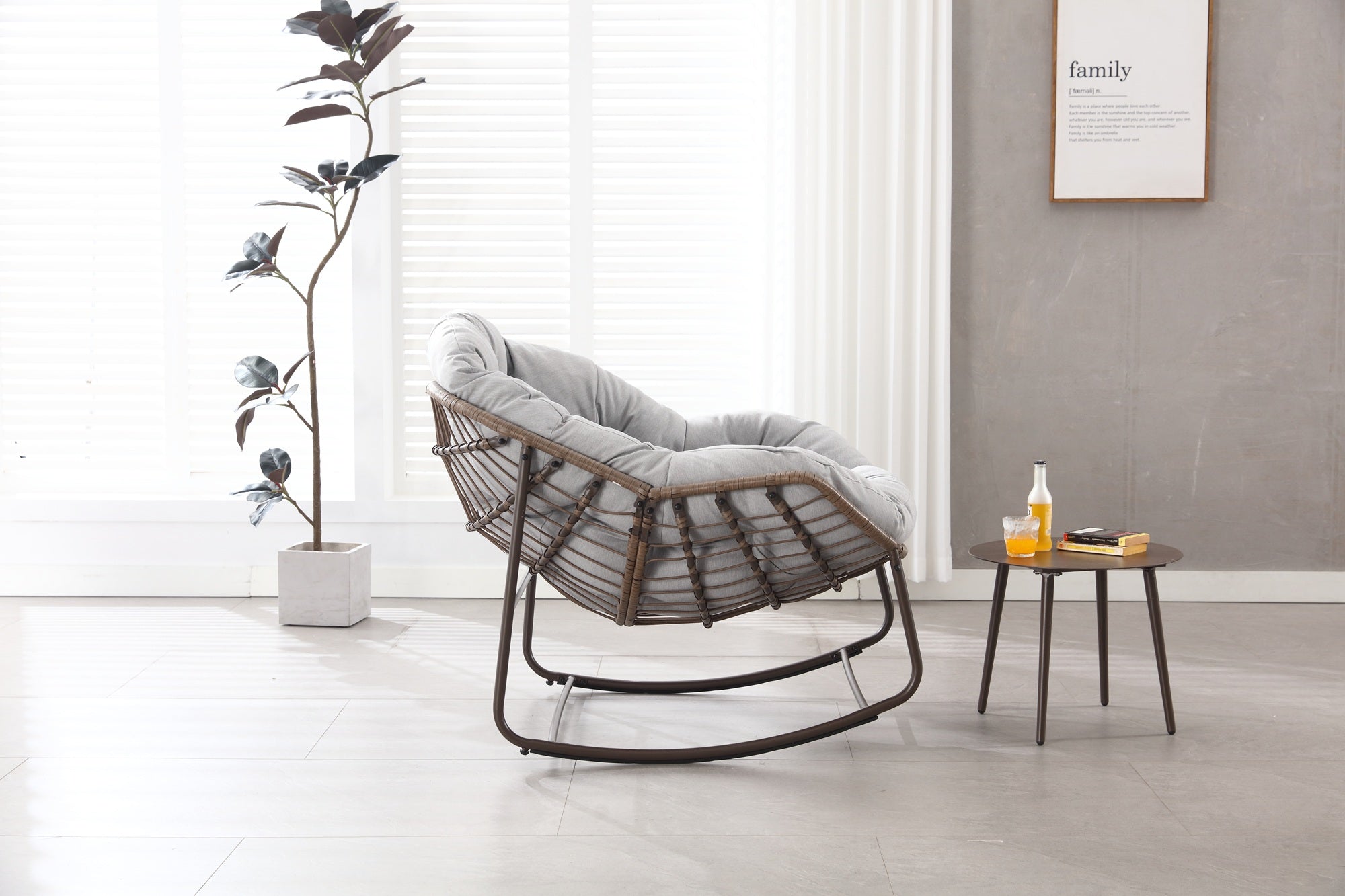 Logidon Outdoor Schommelstoel XXL Rieten Egg Chair Grijs