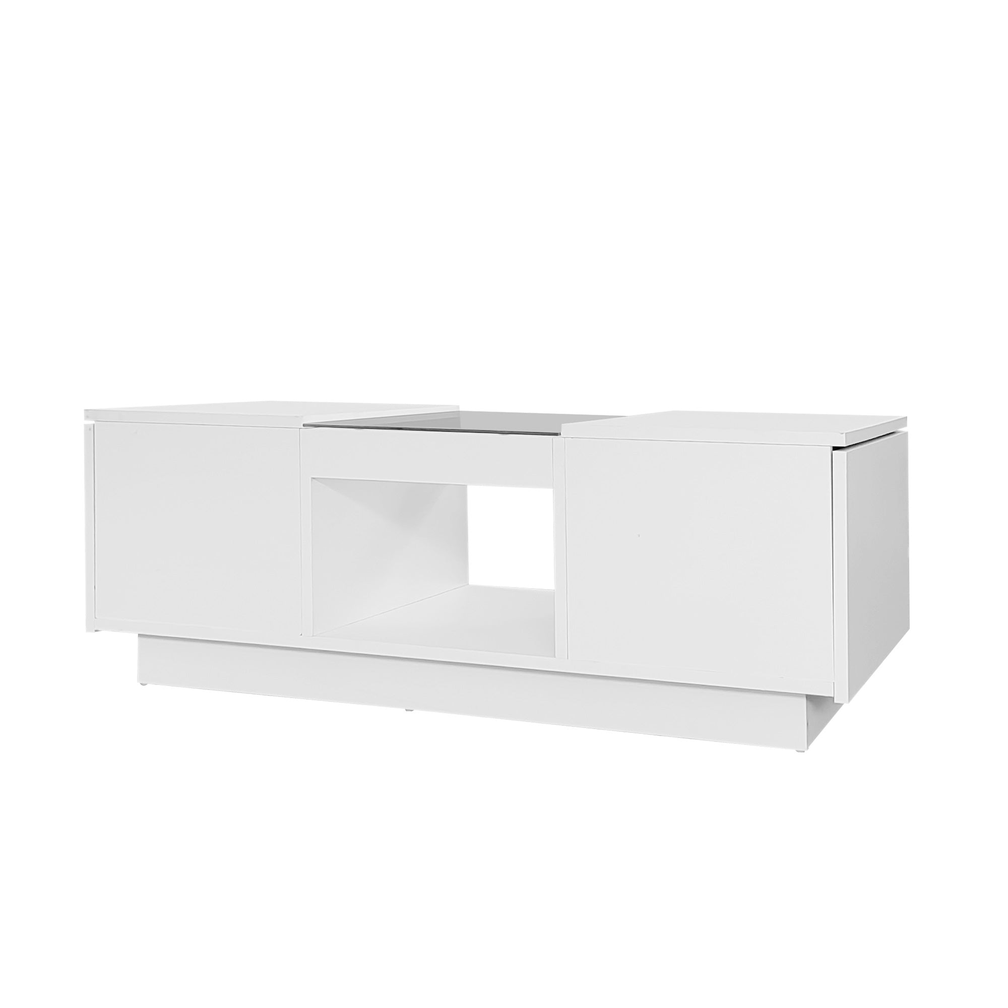 Logidon Witte Salontafel 100x50x35,5 cm Met Glazen Paneel LED
